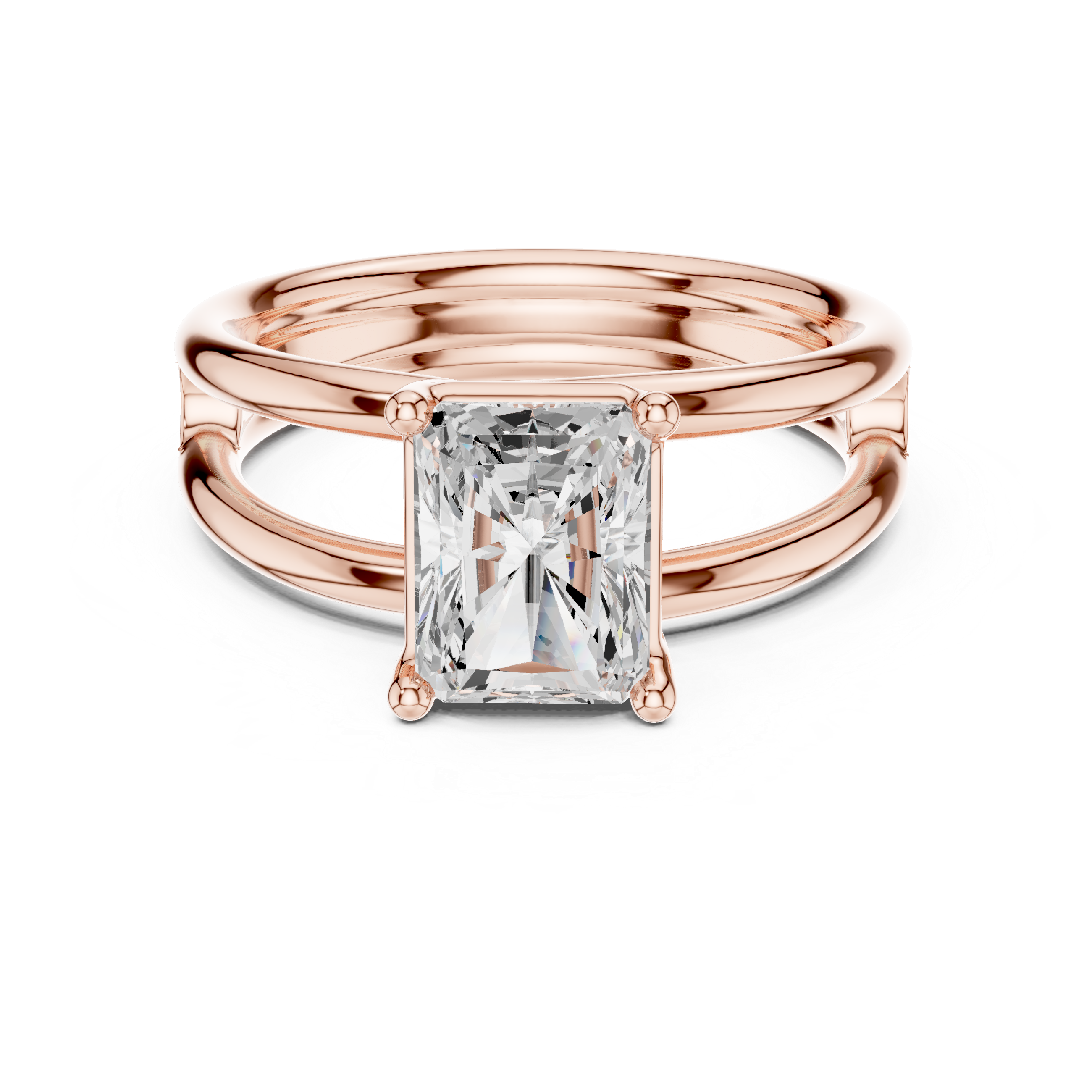 Radiant Cut Solitaire Engagement Ring with Multi-Band Setting