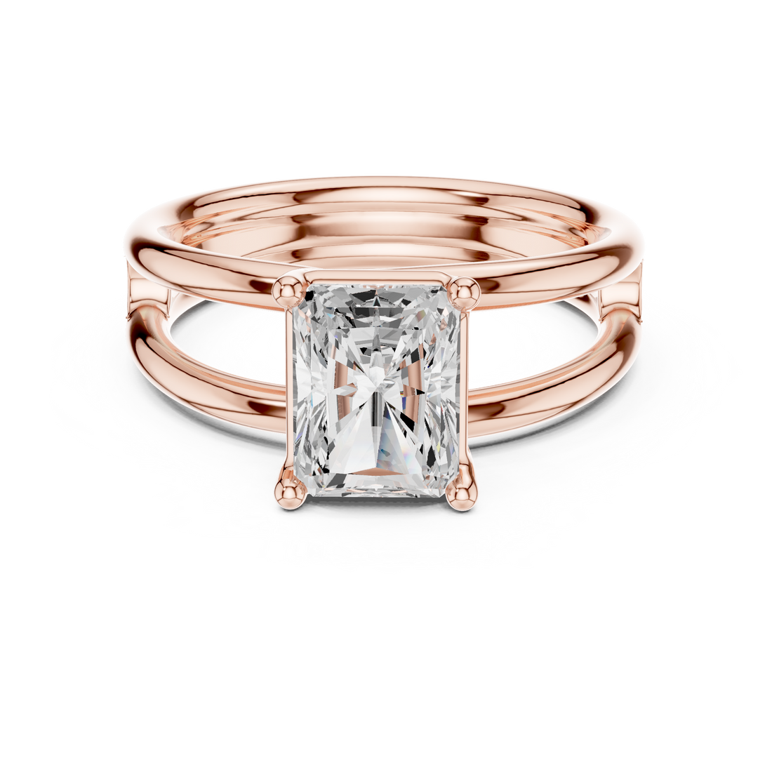 Radiant Cut Solitaire Engagement Ring with Multi-Band Setting