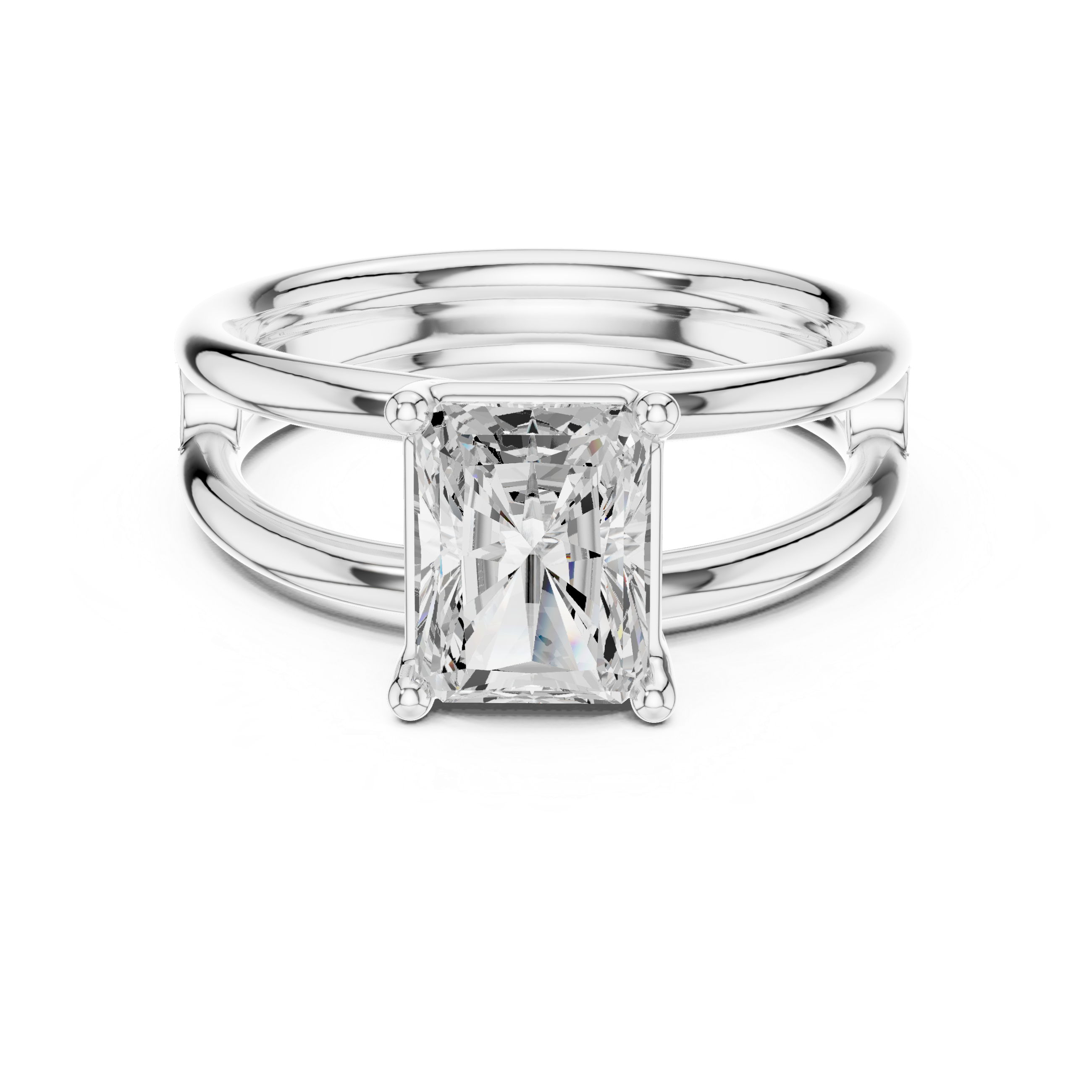 Radiant Cut Solitaire Engagement Ring with Multi-Band Setting