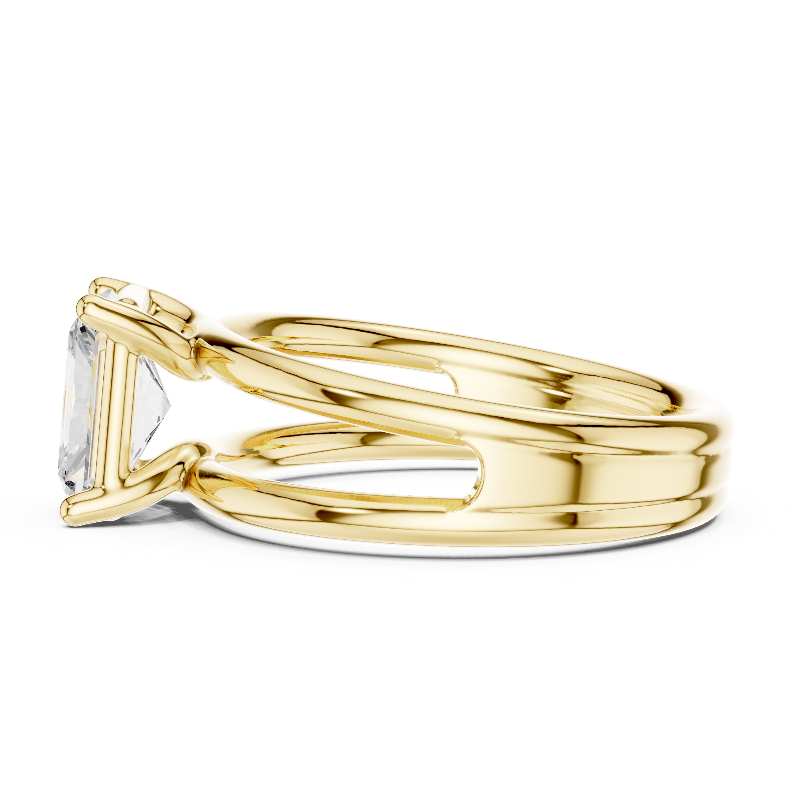 Radiant Cut Solitaire Engagement Ring with Multi-Band Setting
