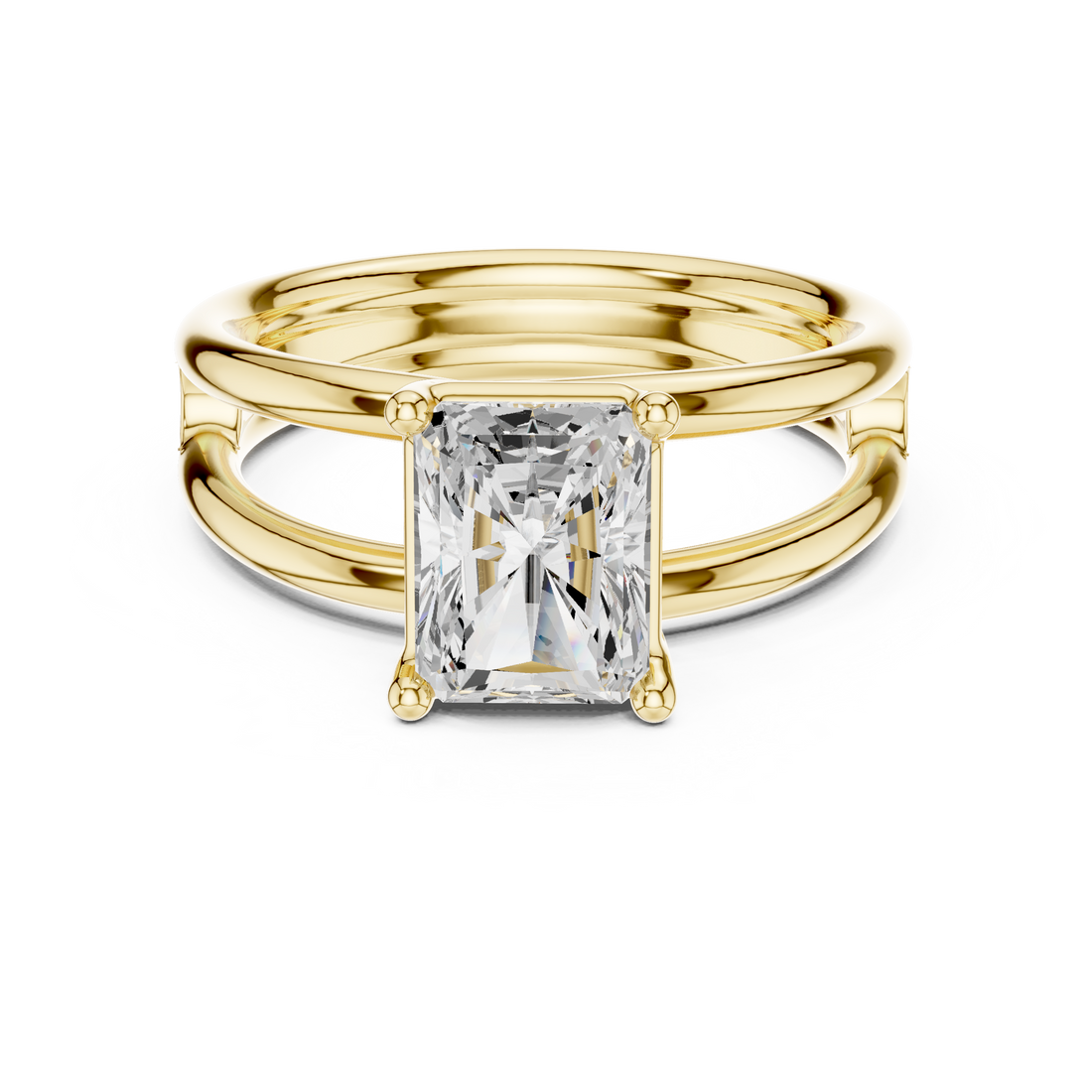 Radiant Cut Solitaire Engagement Ring with Multi-Band Setting