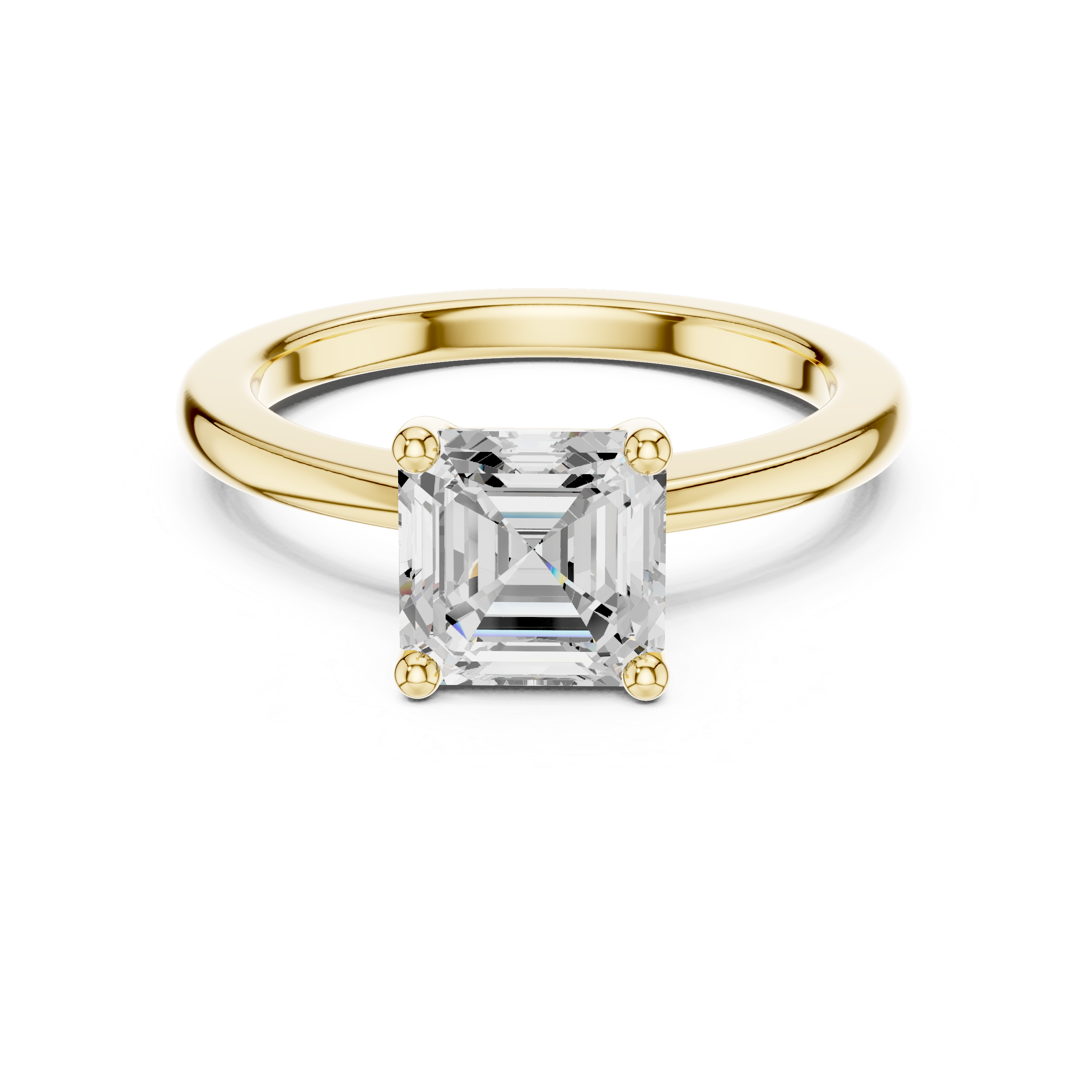 Asscher Cut Solitaire Engagement Ring with Plain Band