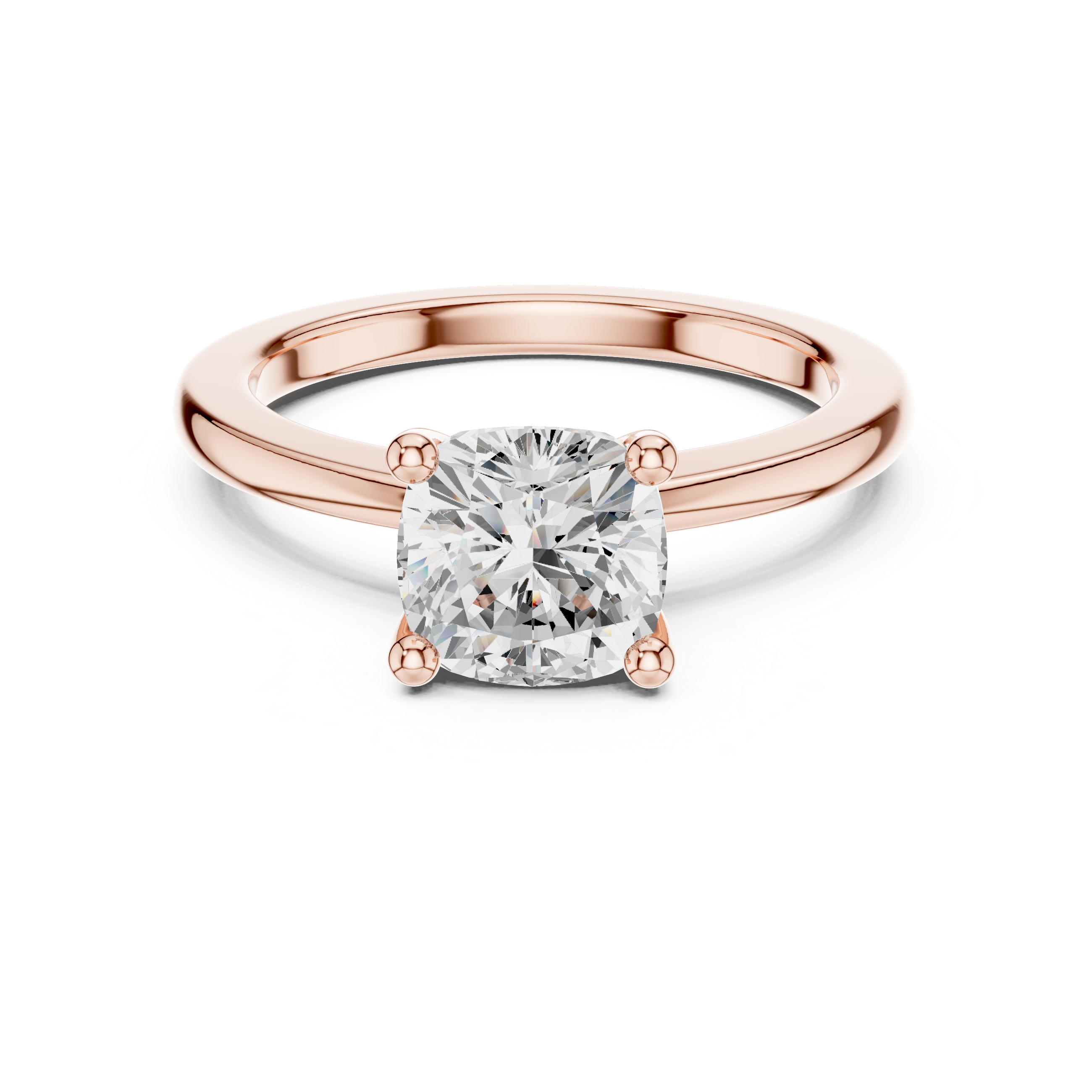 Cushion Cut Solitaire Engagement Ring with Plain Band