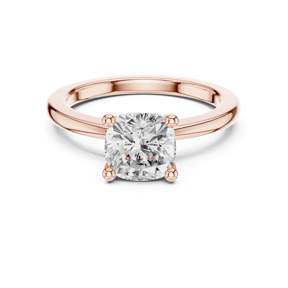Cushion Cut Solitaire Engagement Ring with Plain Band