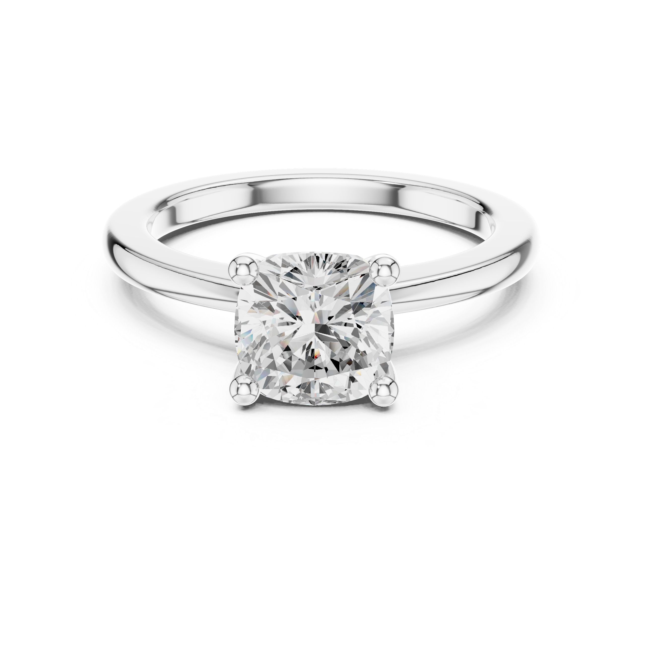 Cushion Cut Solitaire Engagement Ring with Plain Band