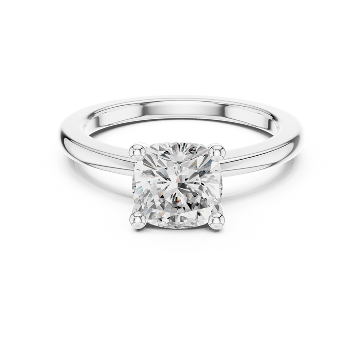 Cushion Cut Solitaire Engagement Ring with Plain Band