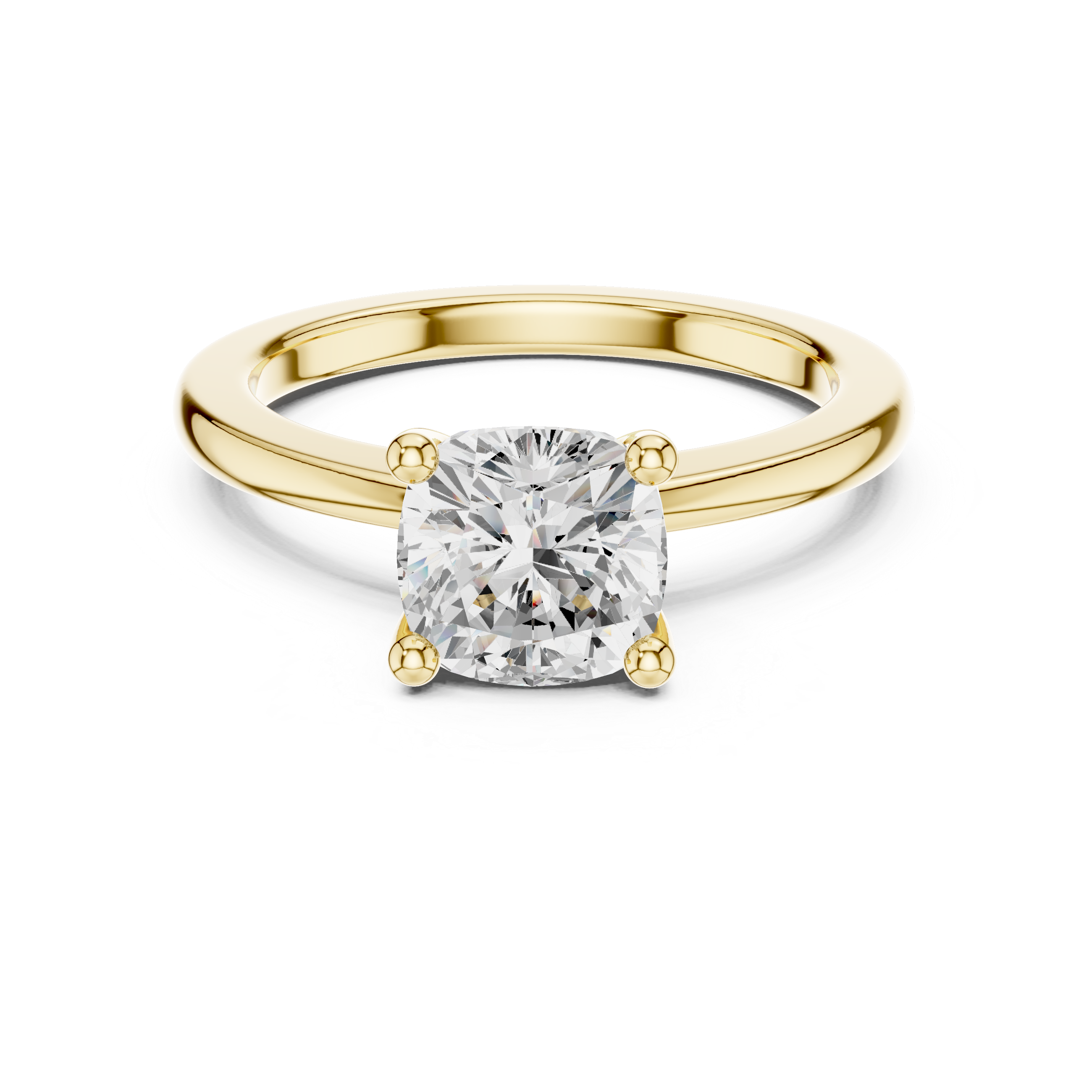 Cushion Cut Solitaire Engagement Ring with Plain Band