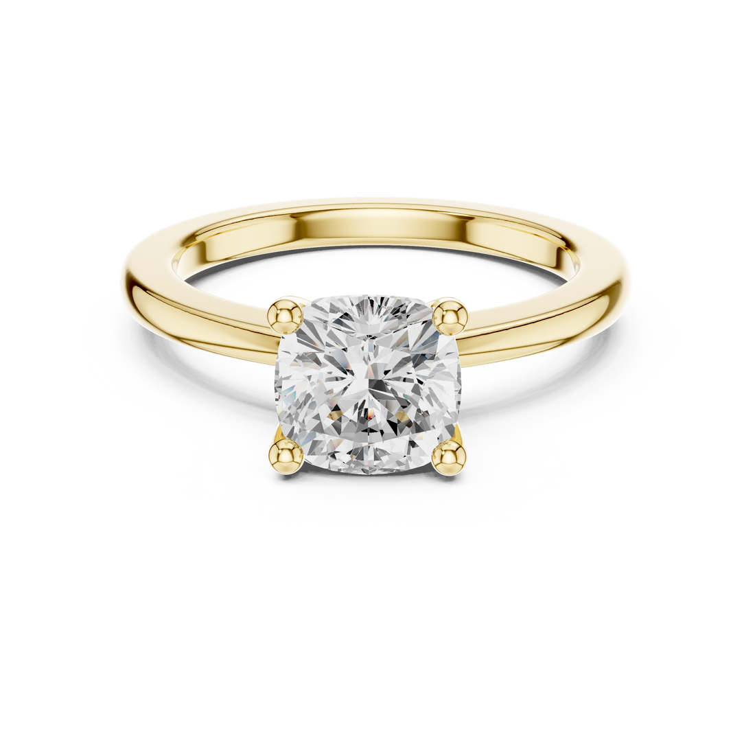 Cushion Cut Solitaire Engagement Ring with Plain Band