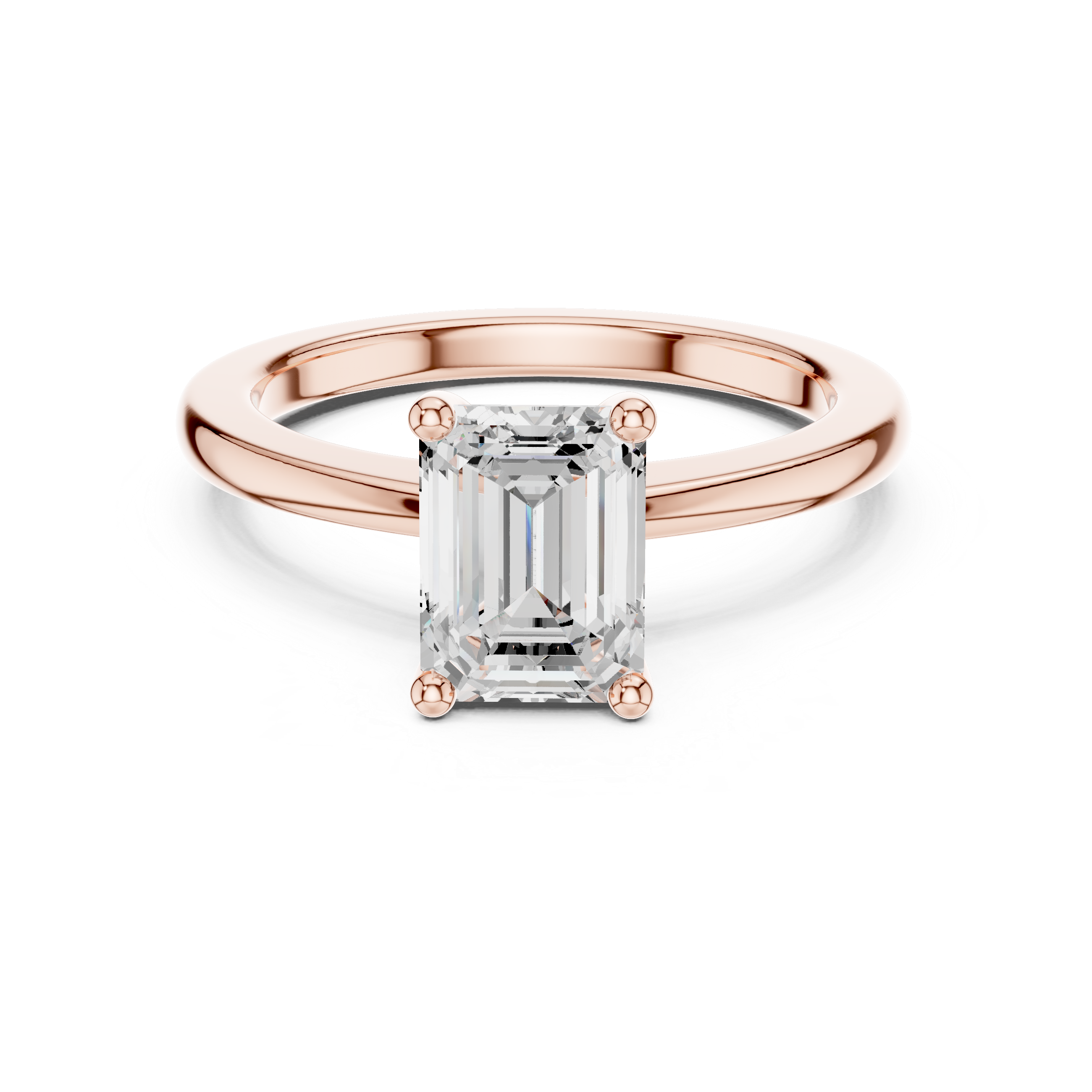Emerald Cut Solitaire Engagement Ring with Plain Band