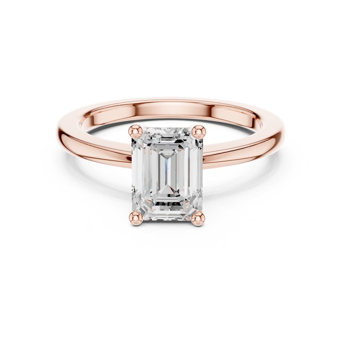 Emerald Cut Solitaire Engagement Ring with Plain Band