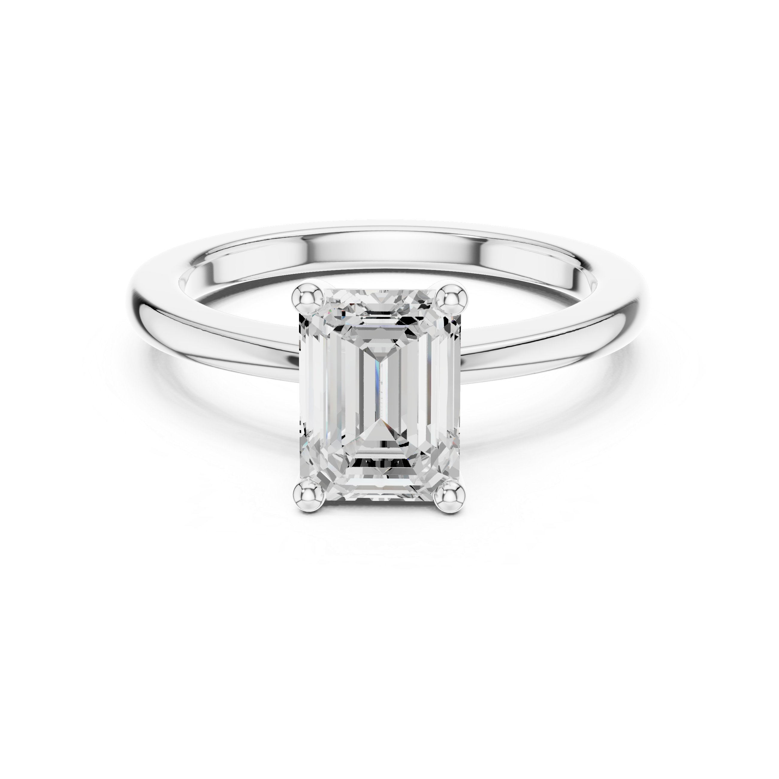 Emerald Cut Solitaire Engagement Ring with Plain Band