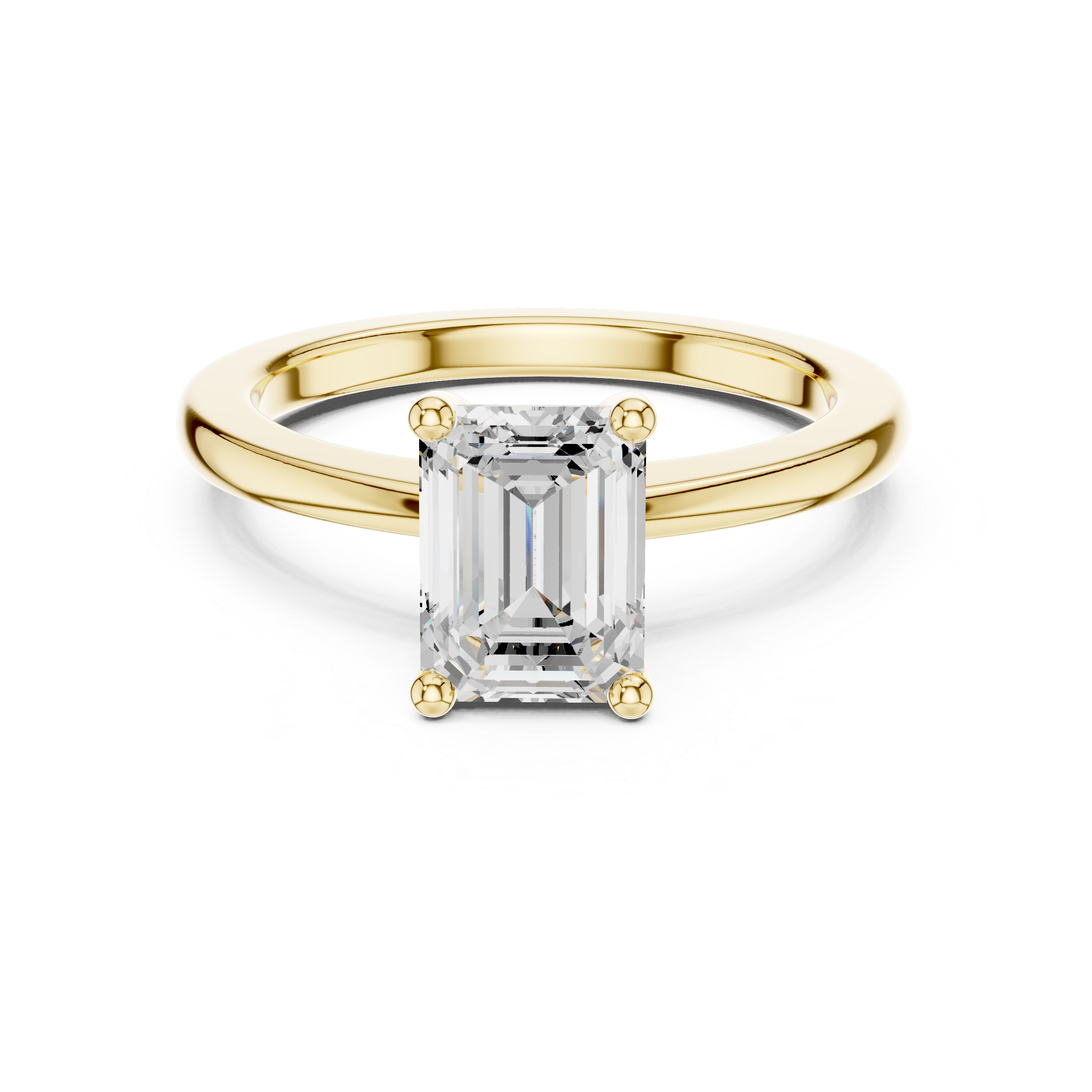 Emerald Cut Solitaire Engagement Ring with Plain Band