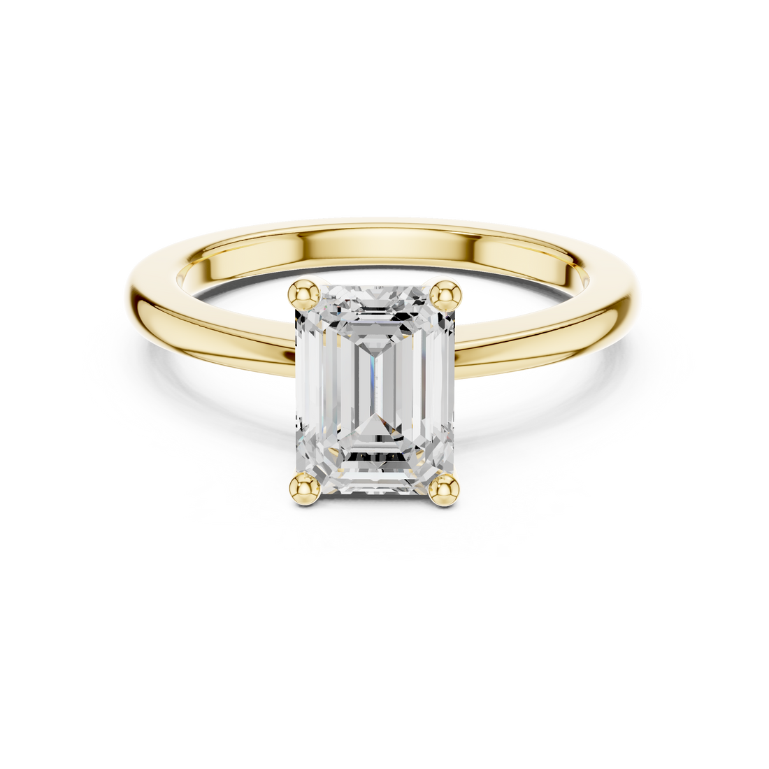 Emerald Cut Solitaire Engagement Ring with Plain Band