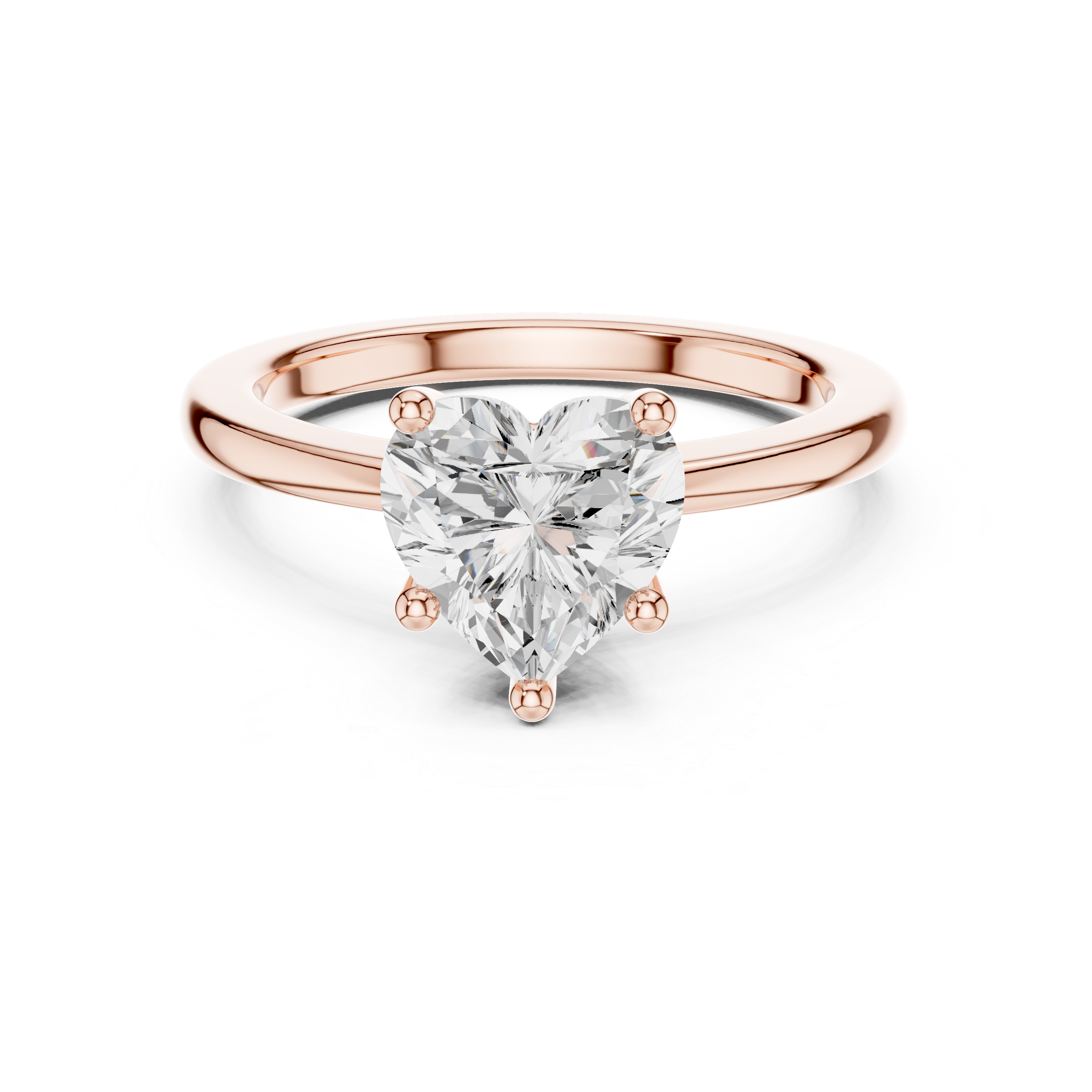 Heart Cut Solitaire Engagement Ring with Plain Band