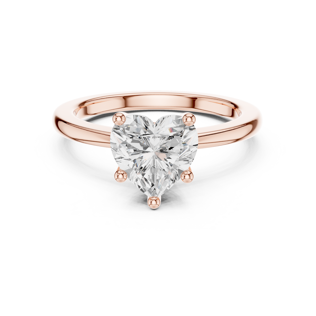 Heart Cut Solitaire Engagement Ring with Plain Band