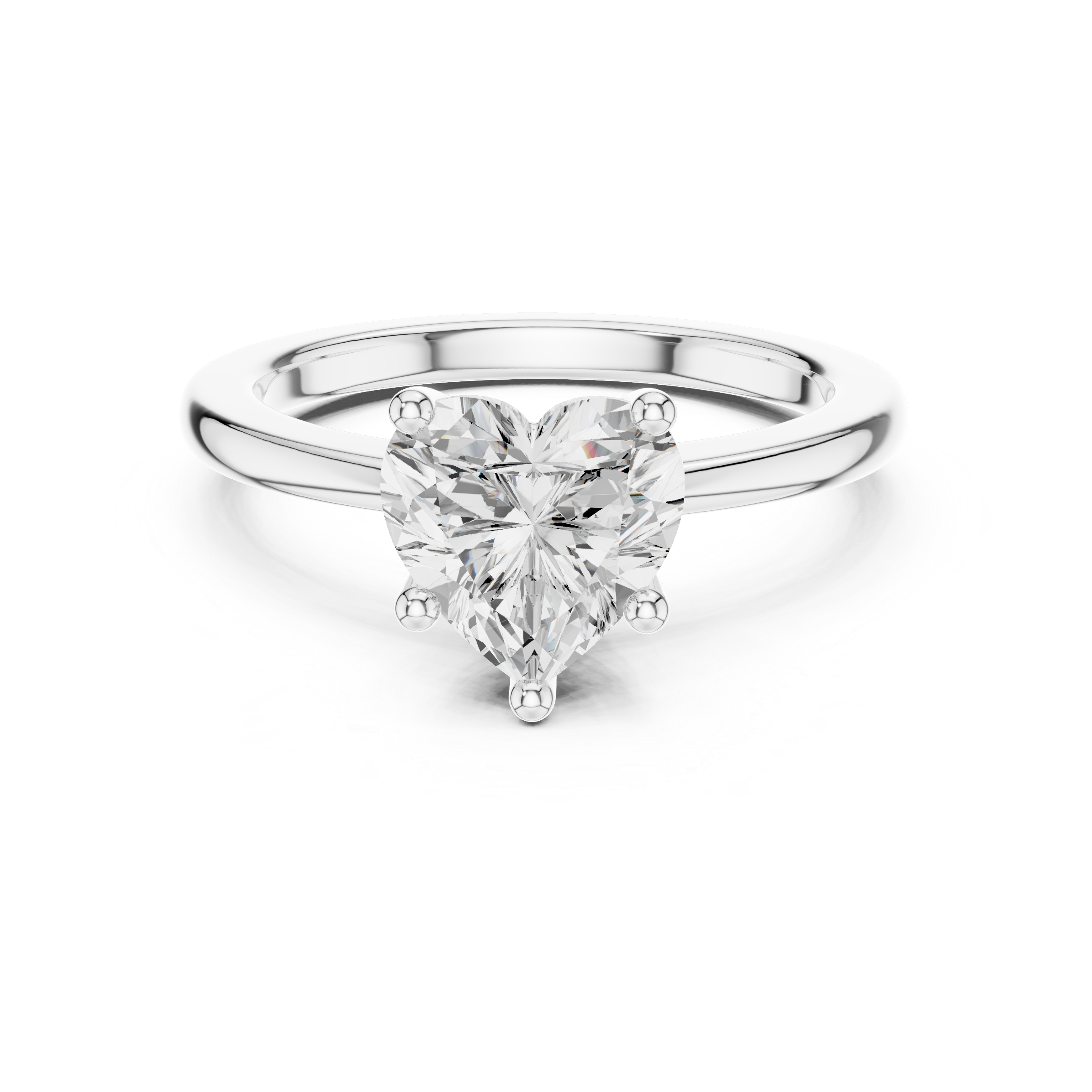 Heart Cut Solitaire Engagement Ring with Plain Band