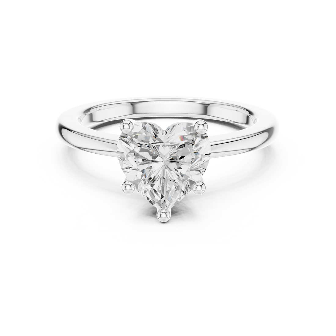 Heart Cut Solitaire Engagement Ring with Plain Band