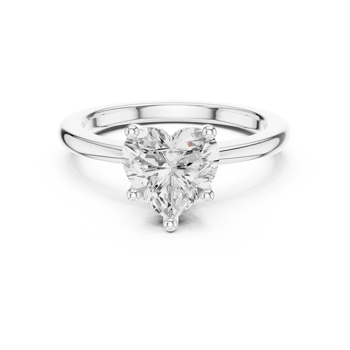 Heart Cut Solitaire Engagement Ring with Plain Band