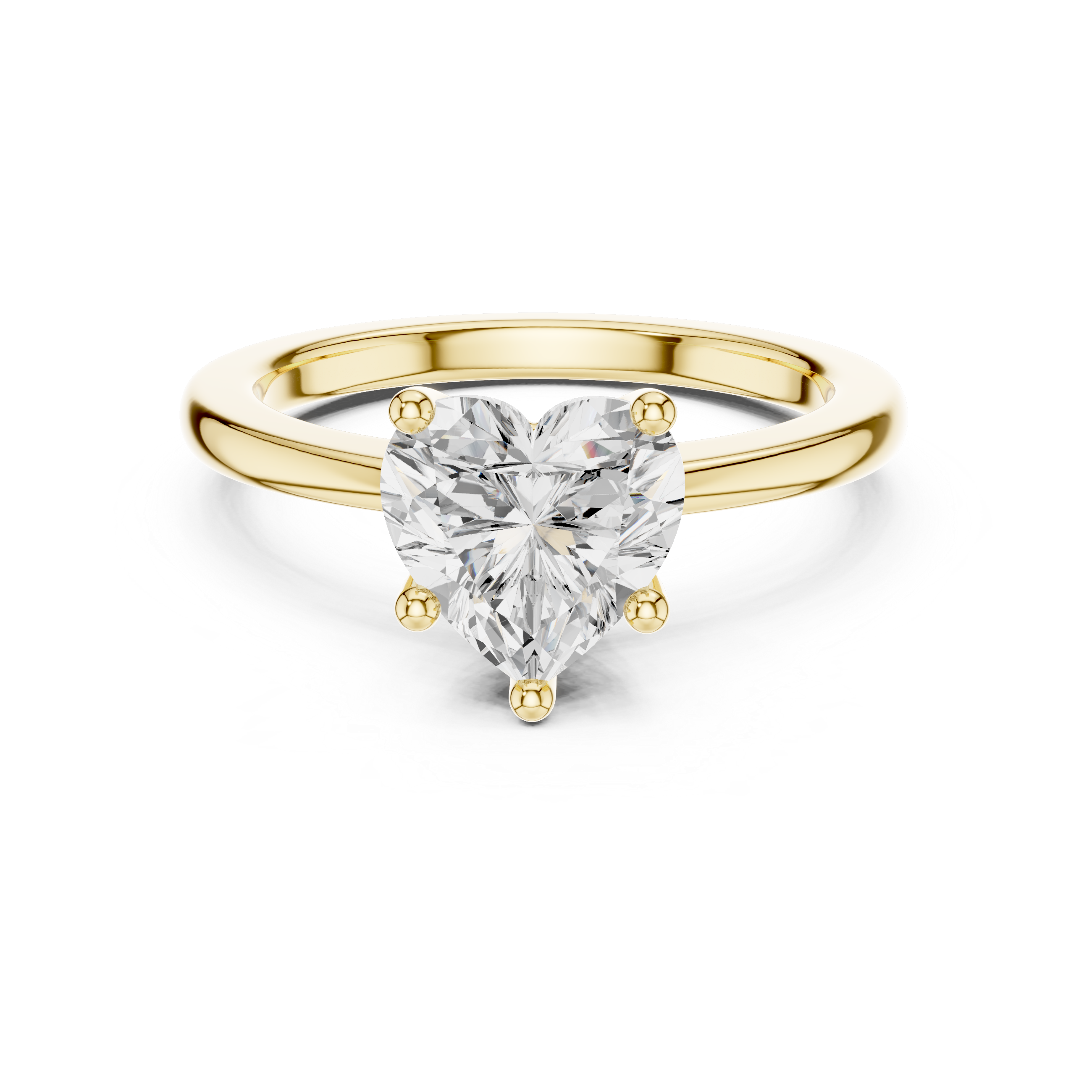 Heart Cut Solitaire Engagement Ring with Plain Band