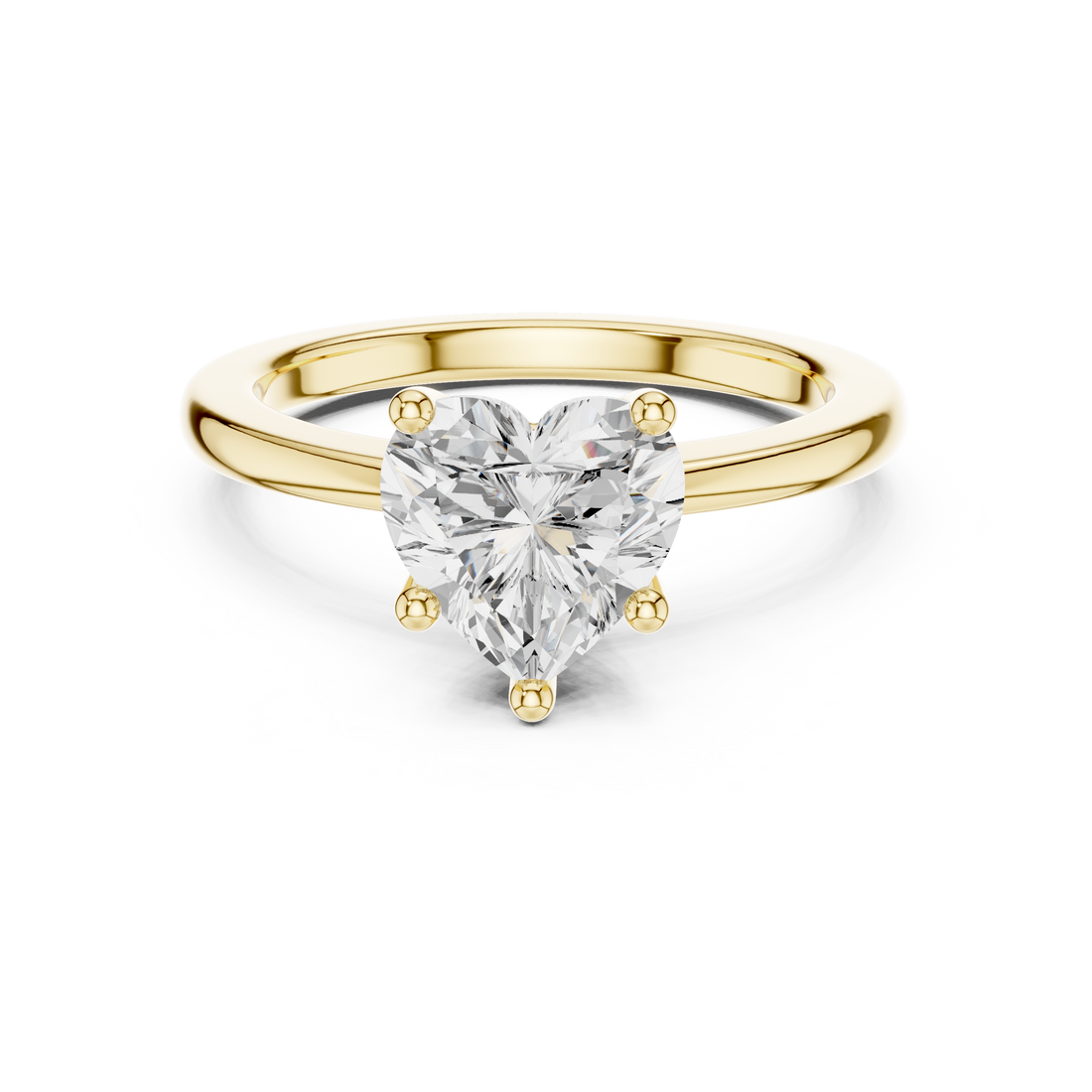 Heart Cut Solitaire Engagement Ring with Plain Band