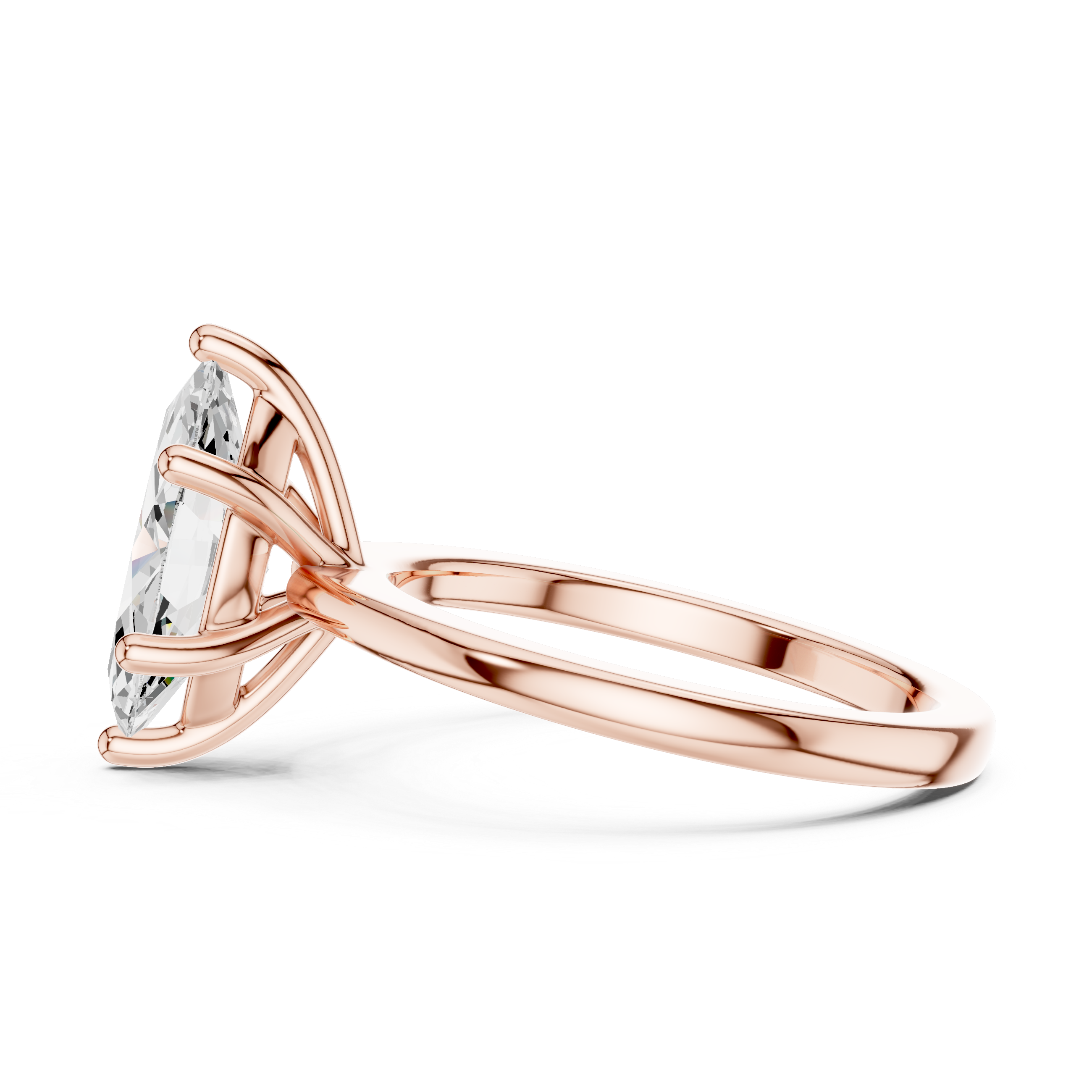 Marquise Cut Solitaire Engagement Ring with Plain Band