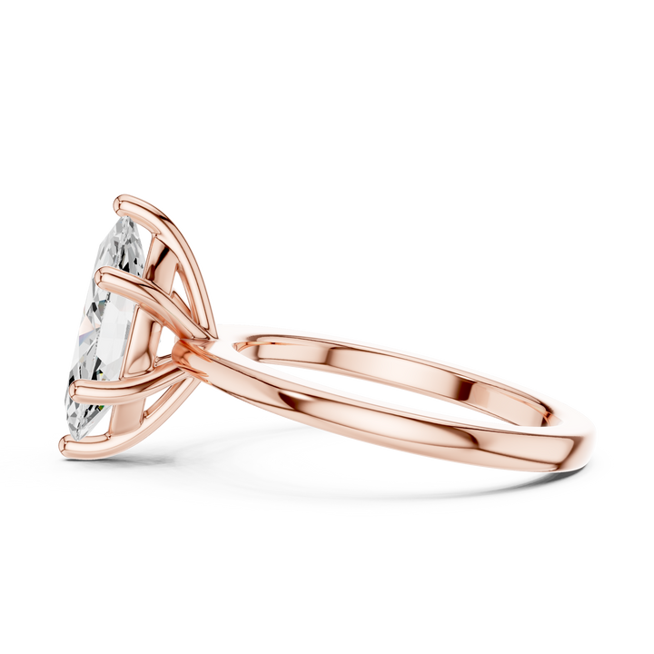 Marquise Cut Solitaire Engagement Ring with Plain Band