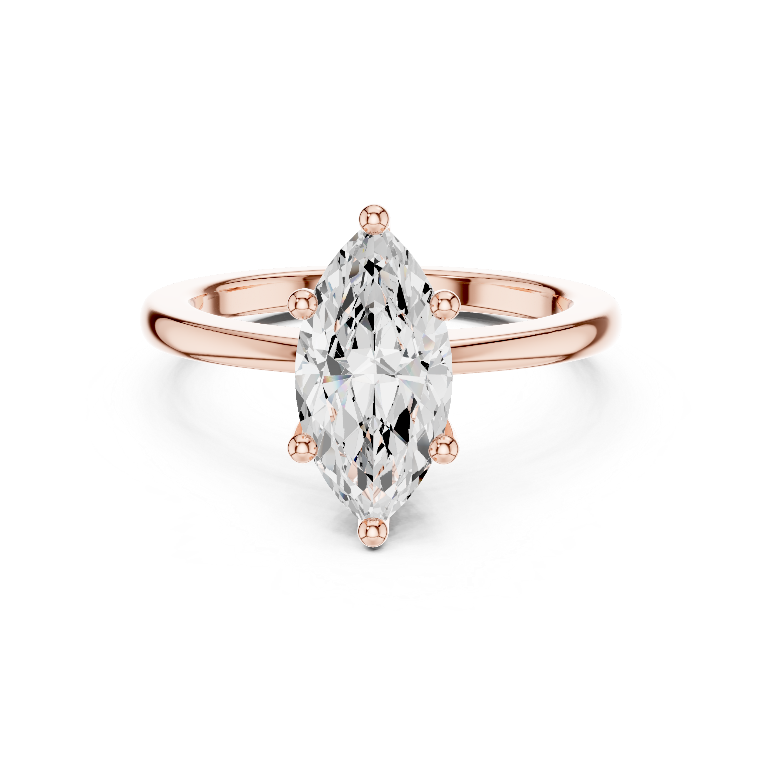 Marquise Cut Solitaire Engagement Ring with Plain Band