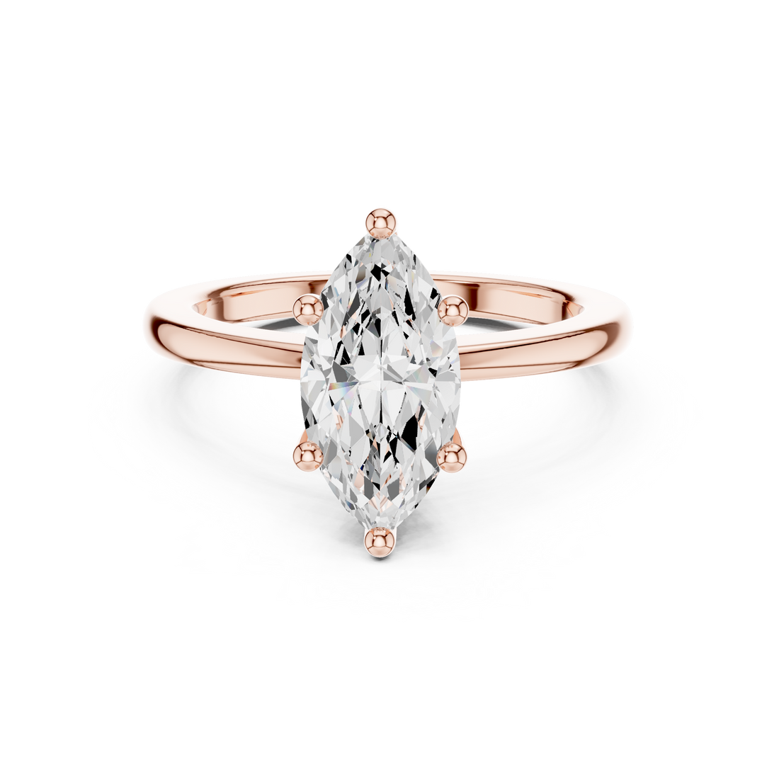 Marquise Cut Solitaire Engagement Ring with Plain Band