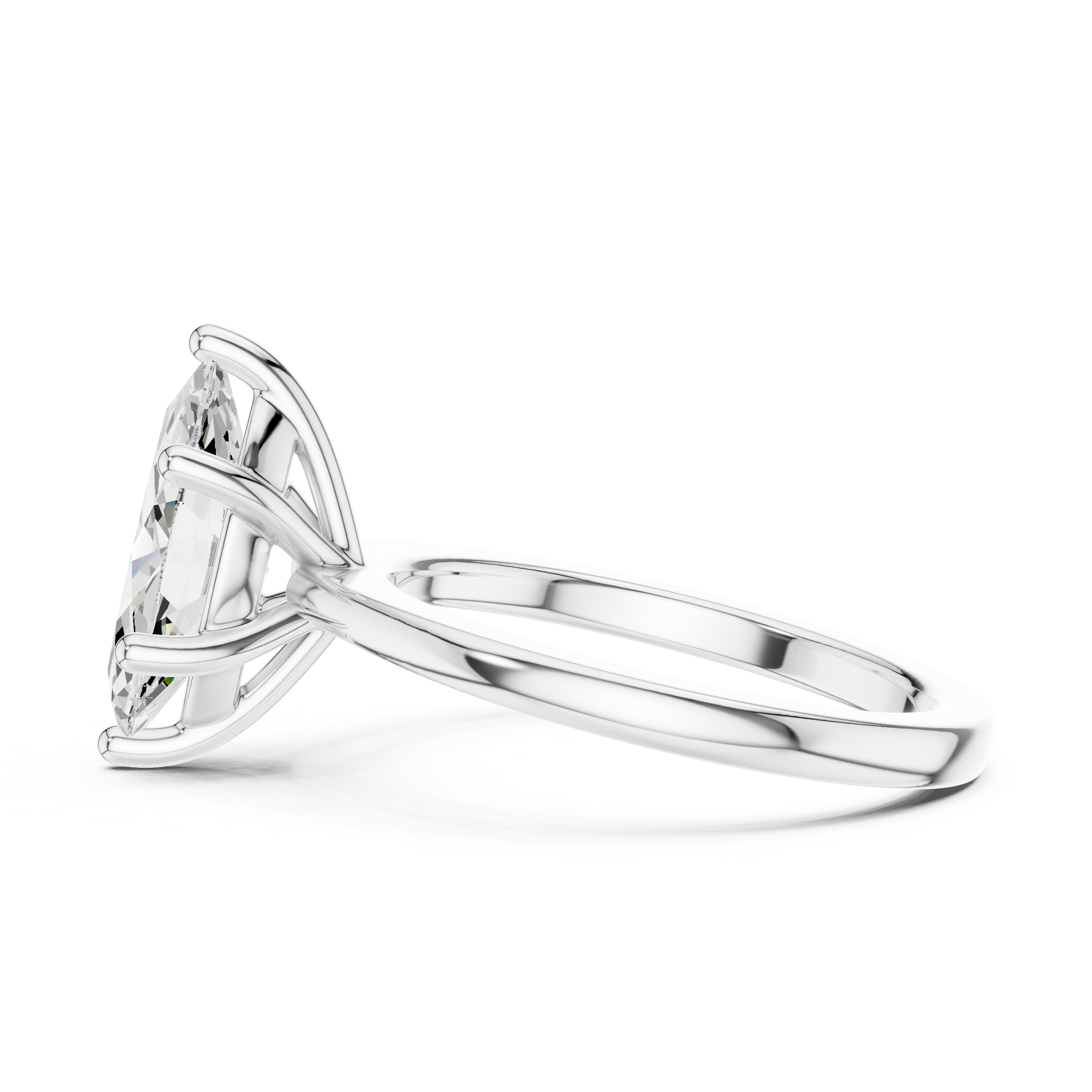 Marquise Cut Solitaire Engagement Ring with Plain Band