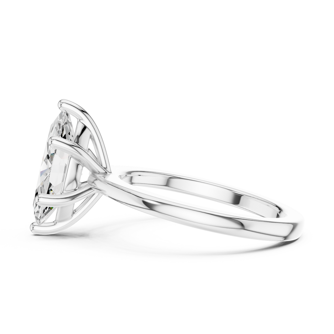 Marquise Cut Solitaire Engagement Ring with Plain Band