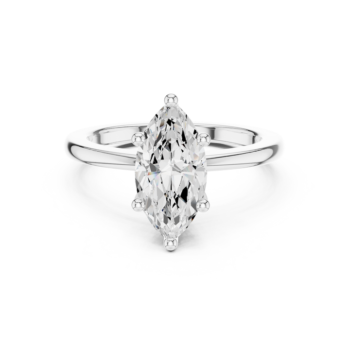 Marquise Cut Solitaire Engagement Ring with Plain Band
