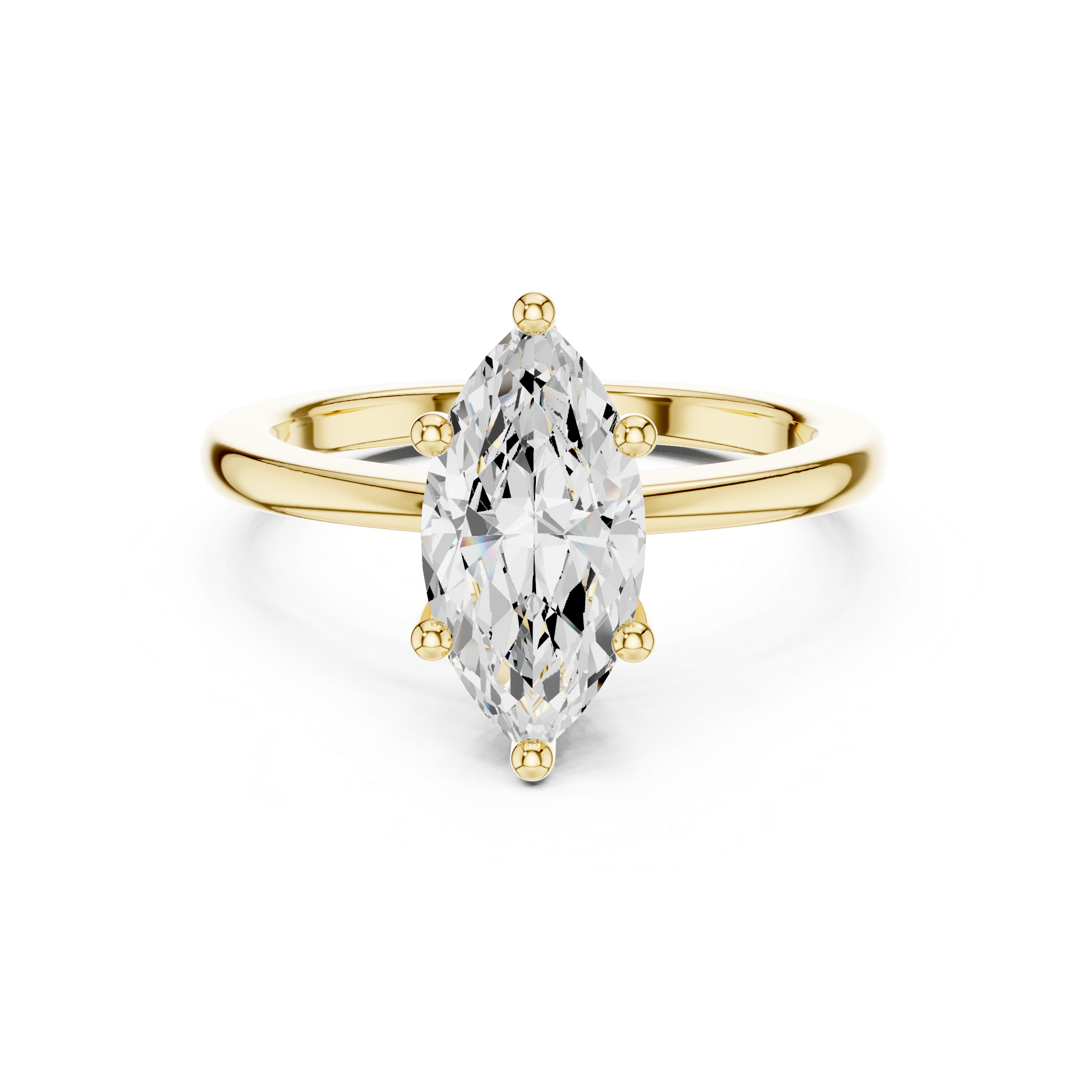 Marquise Cut Solitaire Engagement Ring with Plain Band