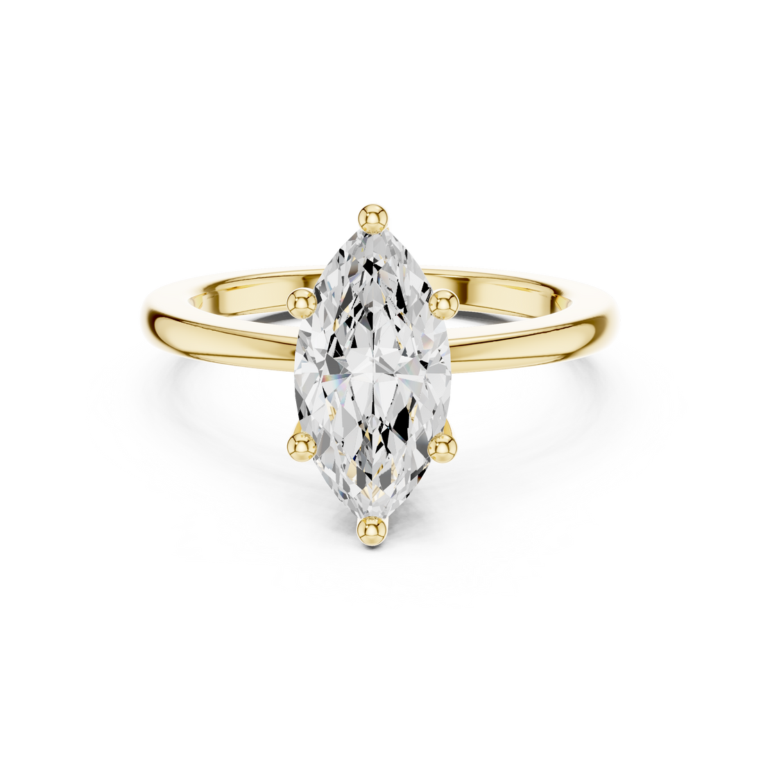 Marquise Cut Solitaire Engagement Ring with Plain Band