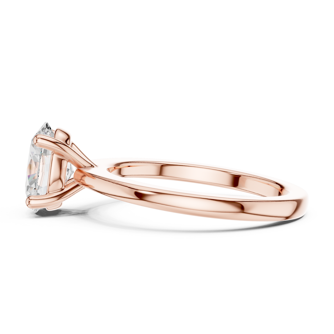 Oval Cut Solitaire Engagement Ring with Plain Band