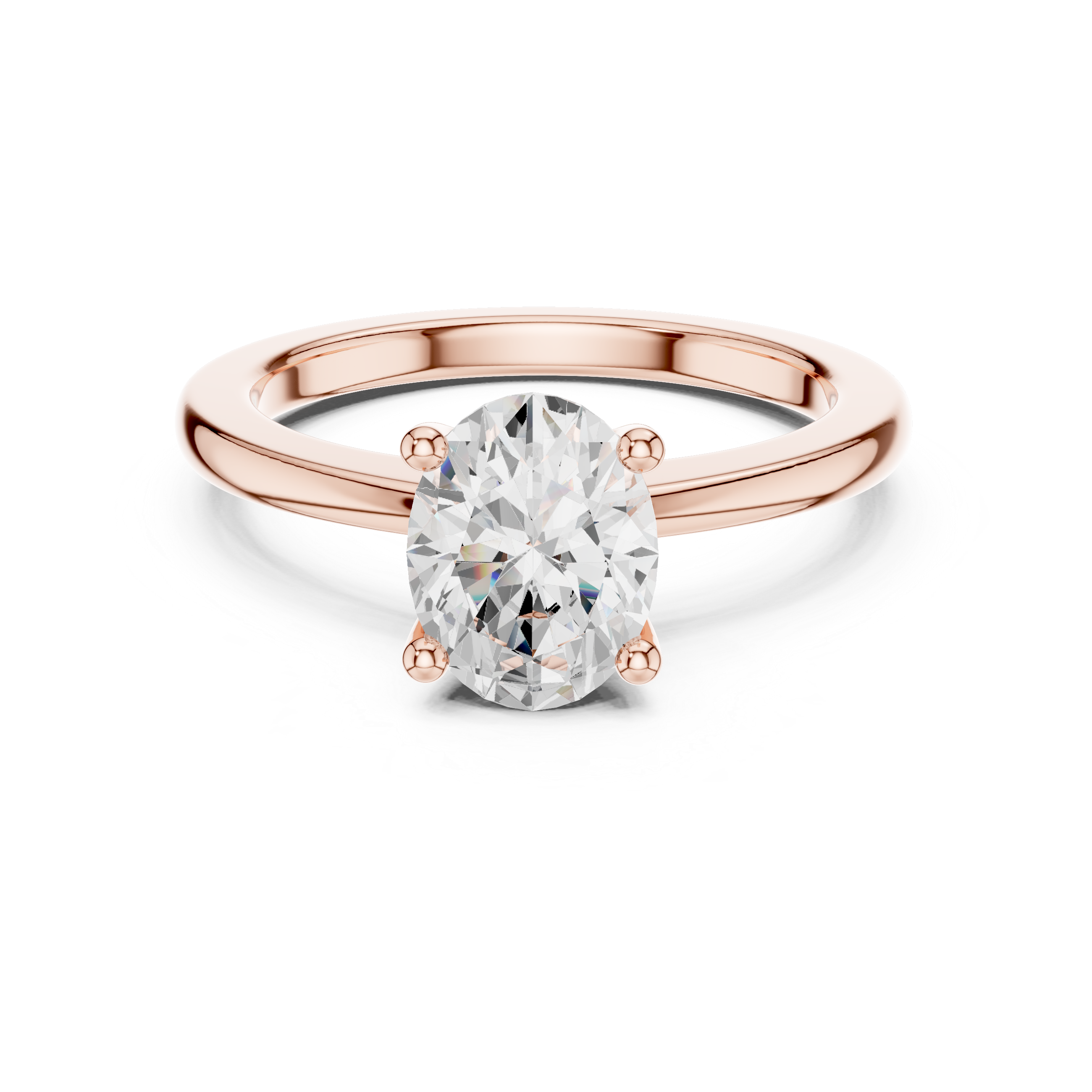 Oval Cut Solitaire Engagement Ring with Plain Band