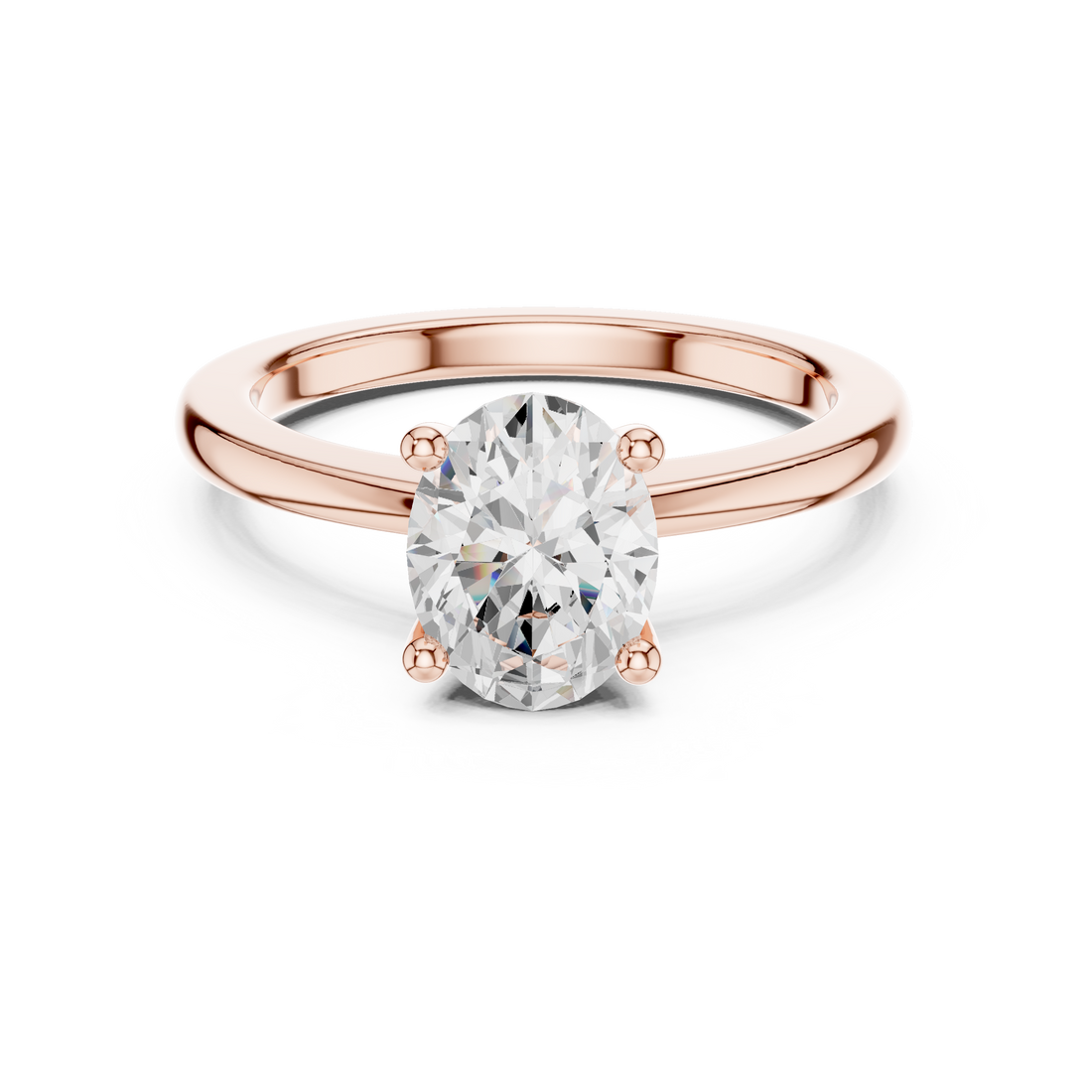 Oval Cut Solitaire Engagement Ring with Plain Band