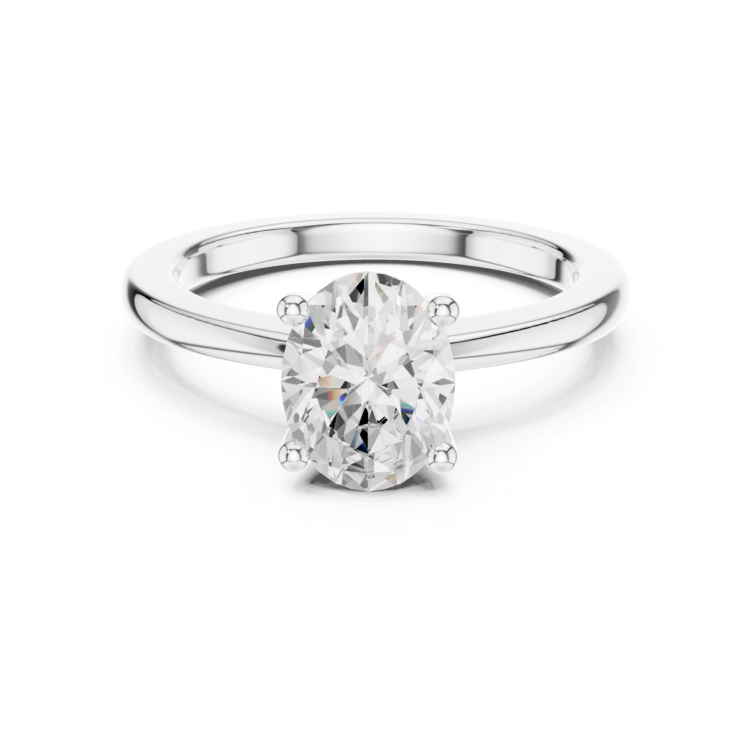 Oval Cut Solitaire Engagement Ring with Plain Band