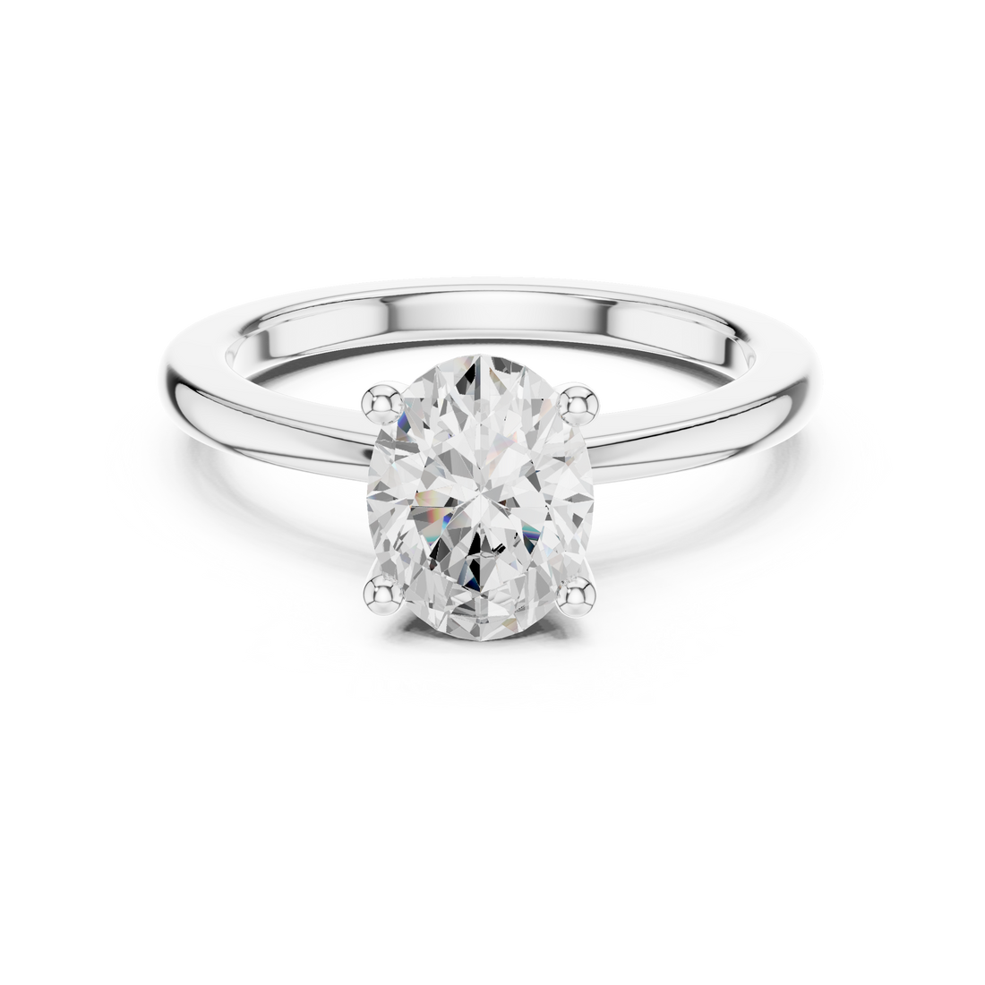 Oval Cut Solitaire Engagement Ring with Plain Band