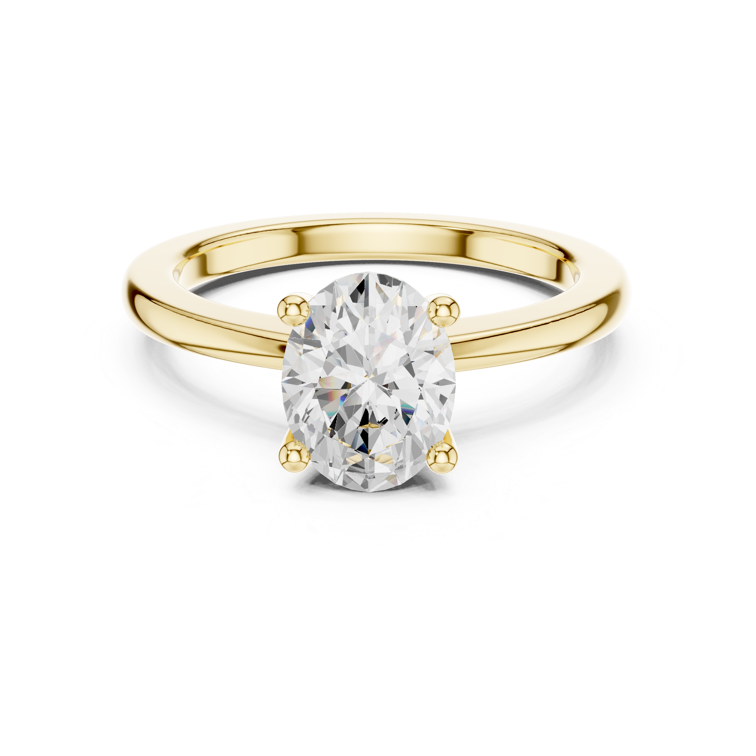 Oval Cut Solitaire Engagement Ring with Plain Band