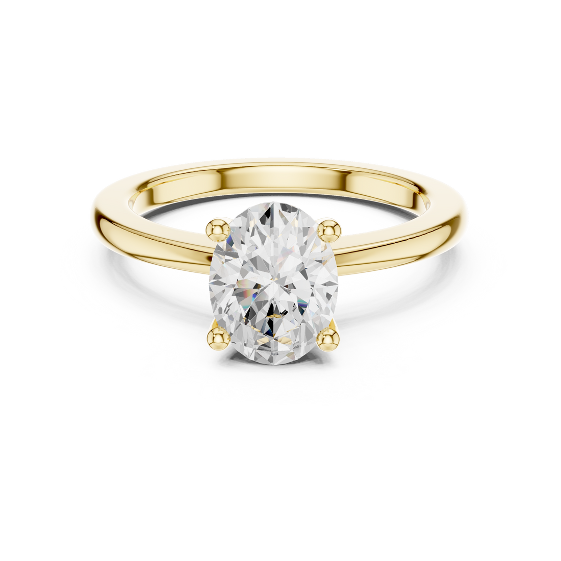 Oval Cut Solitaire Engagement Ring with Plain Band