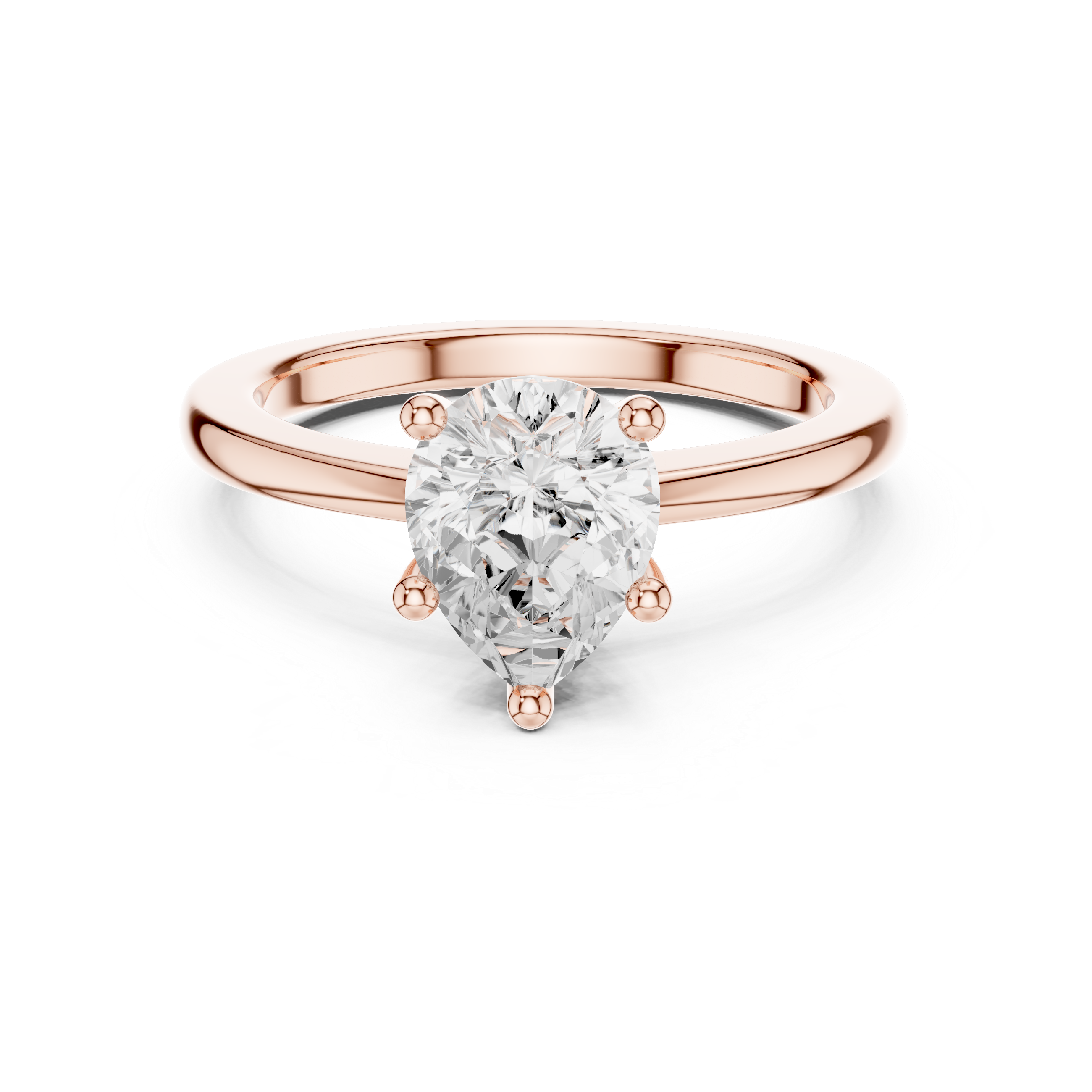 Pear Cut Solitaire Engagement Ring with Plain Band