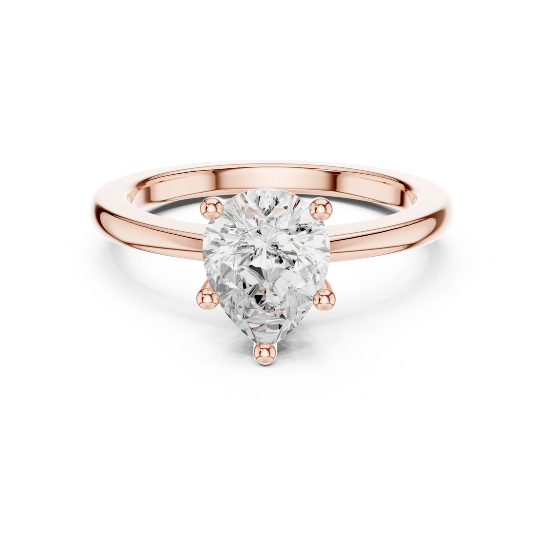 Pear Cut Solitaire Engagement Ring with Plain Band