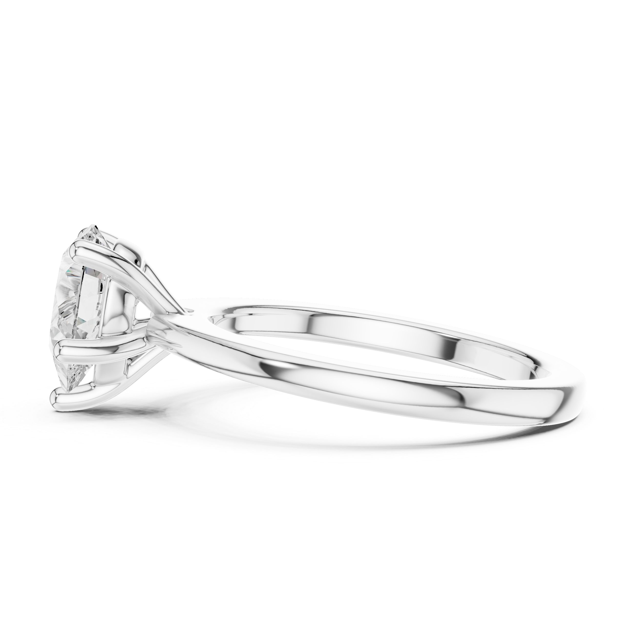 Pear Cut Solitaire Engagement Ring with Plain Band