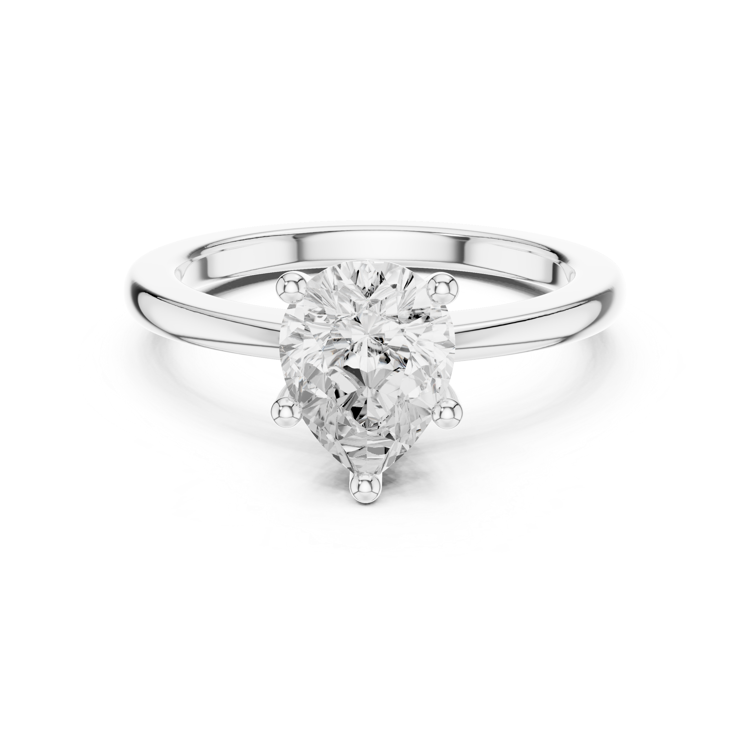 Pear Cut Solitaire Engagement Ring with Plain Band