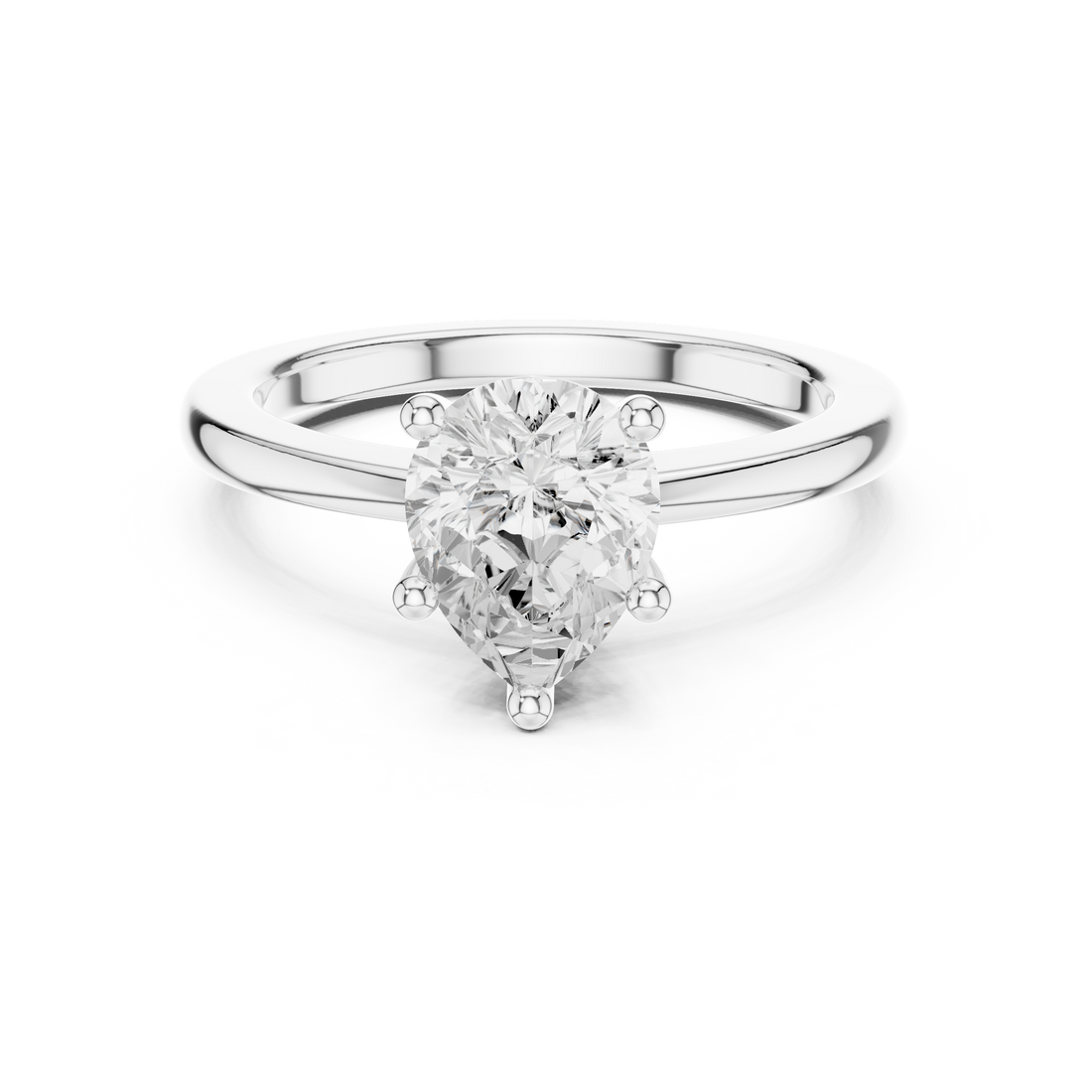 Pear Cut Solitaire Engagement Ring with Plain Band