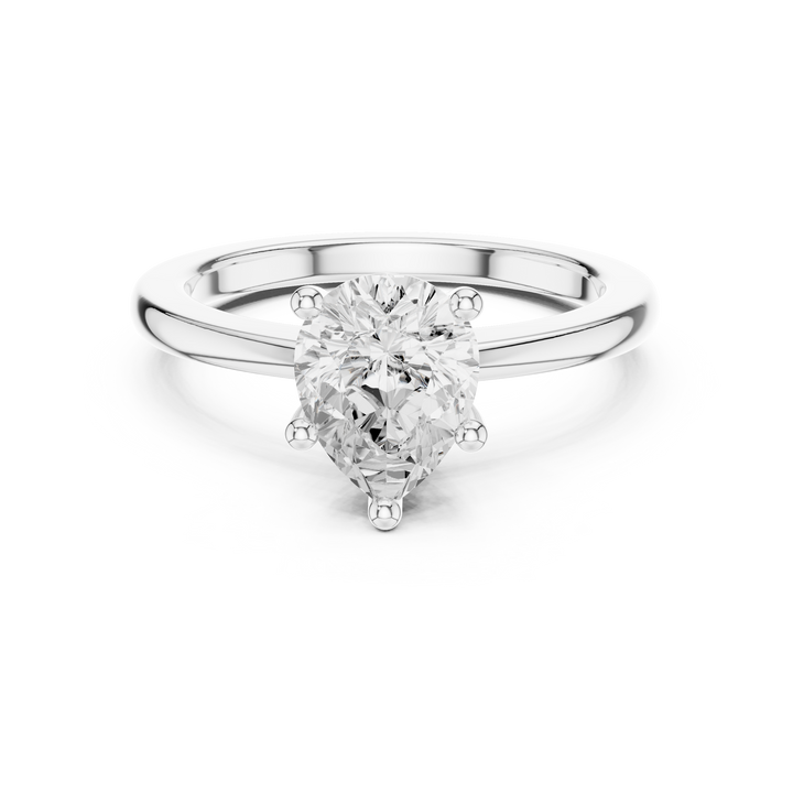 Pear Cut Solitaire Engagement Ring with Plain Band