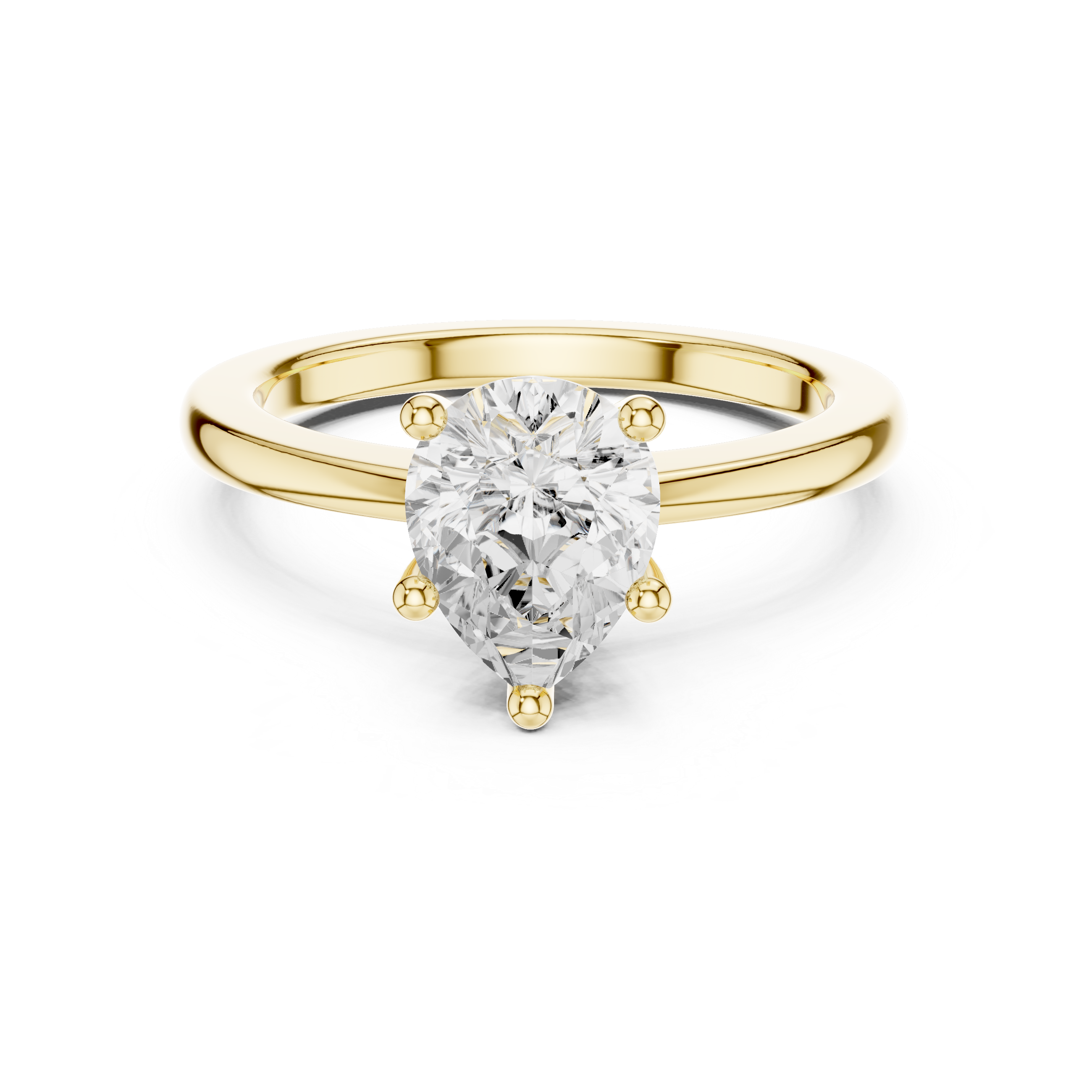 Pear Cut Solitaire Engagement Ring with Plain Band