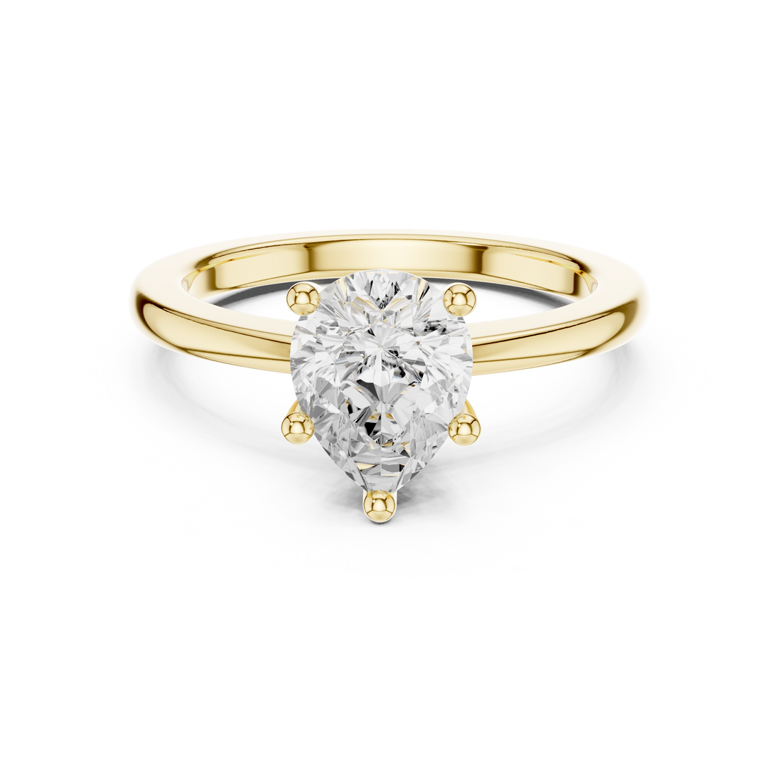 Pear Cut Solitaire Engagement Ring with Plain Band