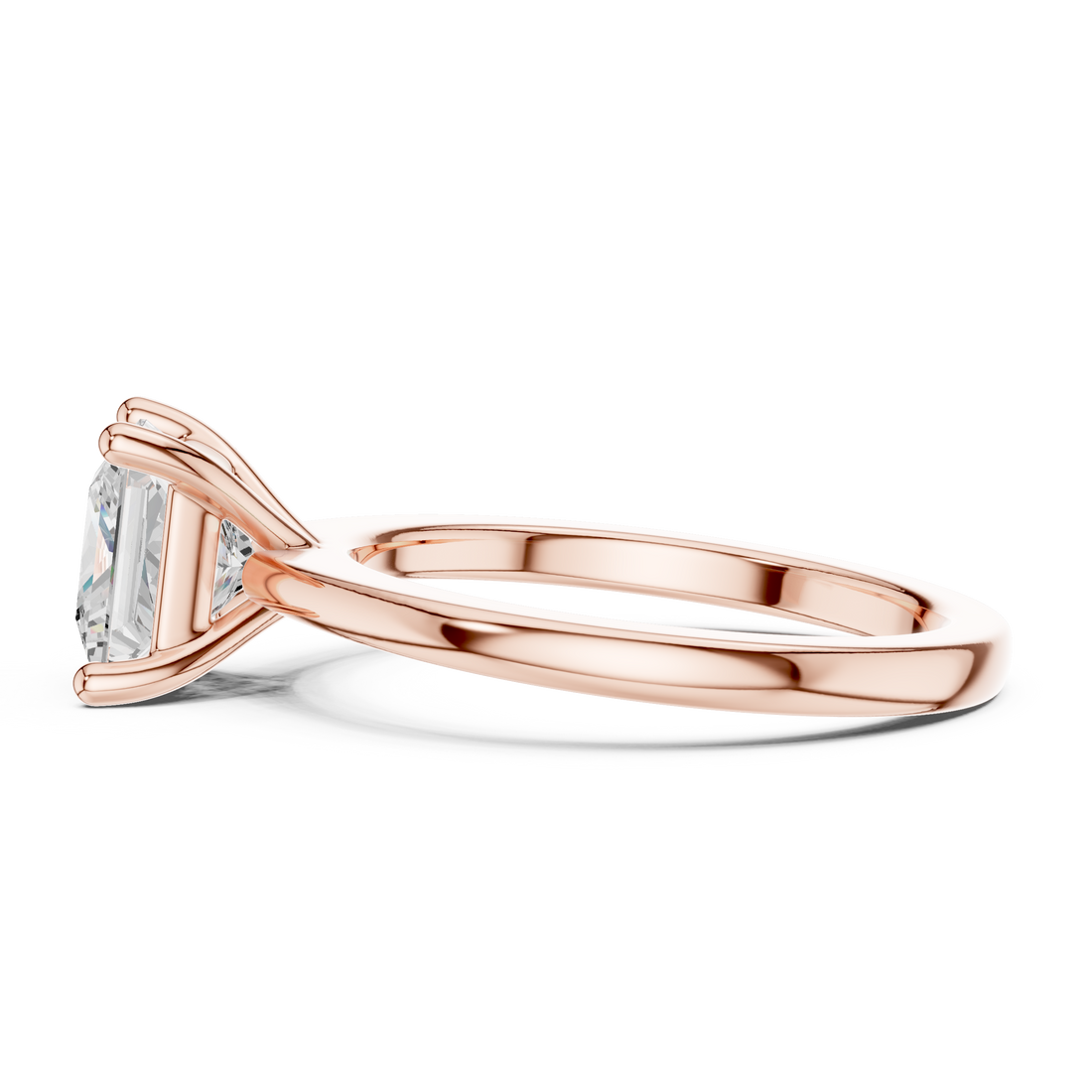 Princess Cut Solitaire Engagement Ring with Plain Band