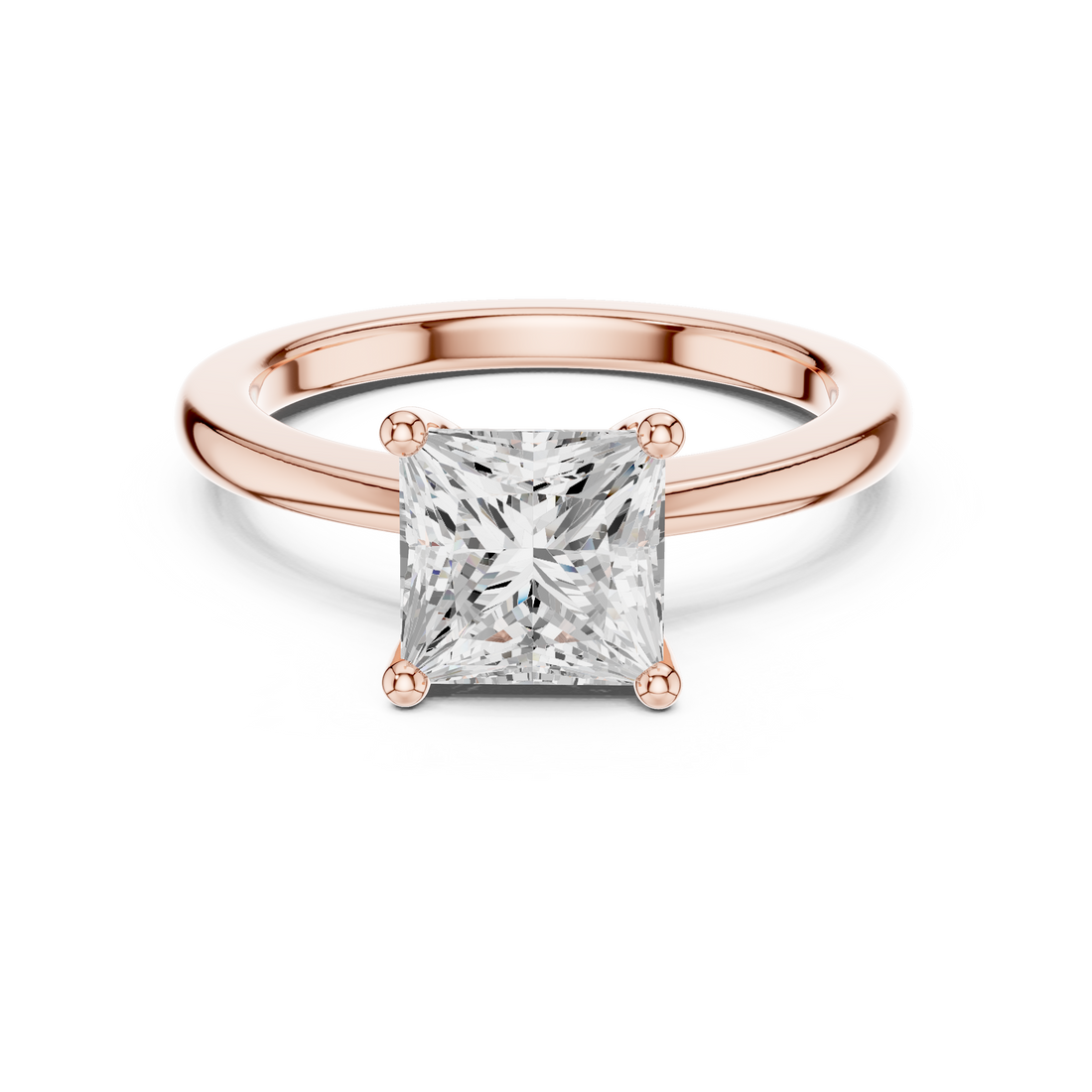 Princess Cut Solitaire Engagement Ring with Plain Band